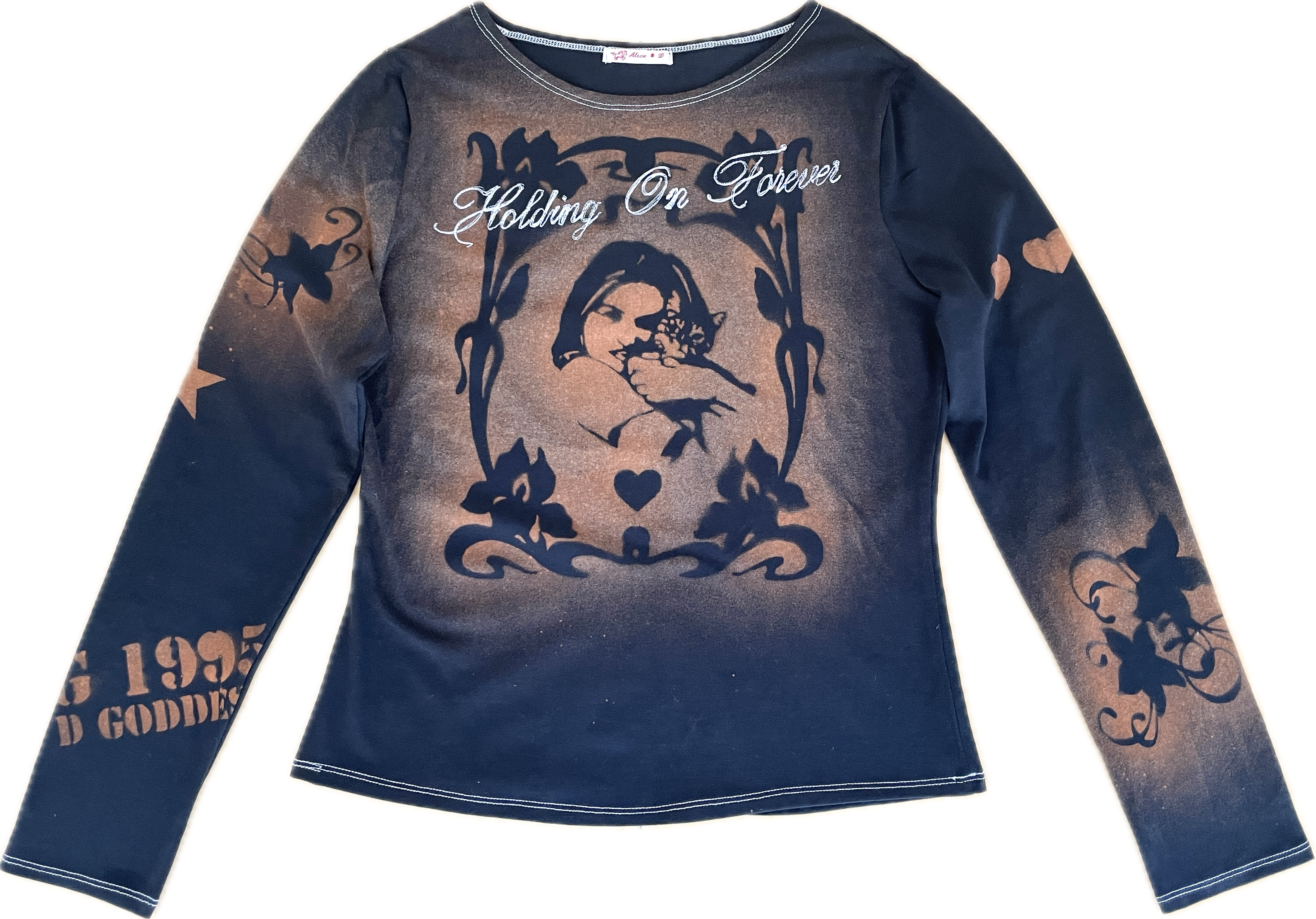 handmade stencil print long sleeve top