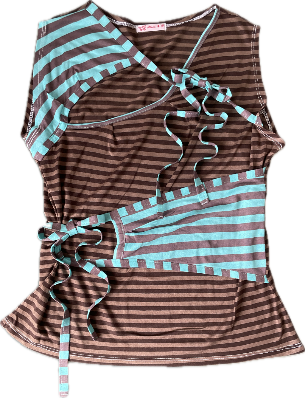 handmade ballet style tie up contrast striped tank