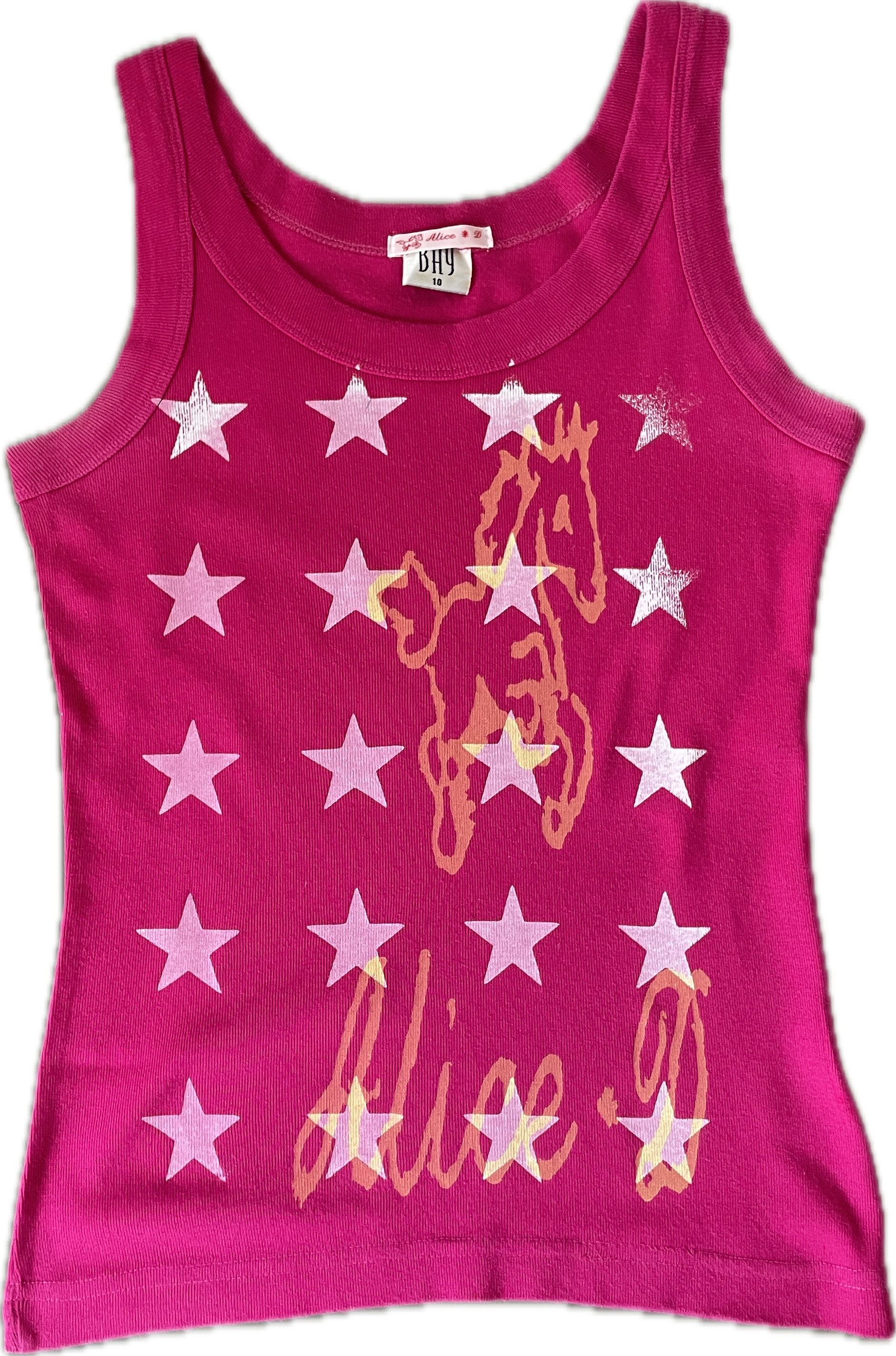 handmade screen printed star horse graphic tank top in pink