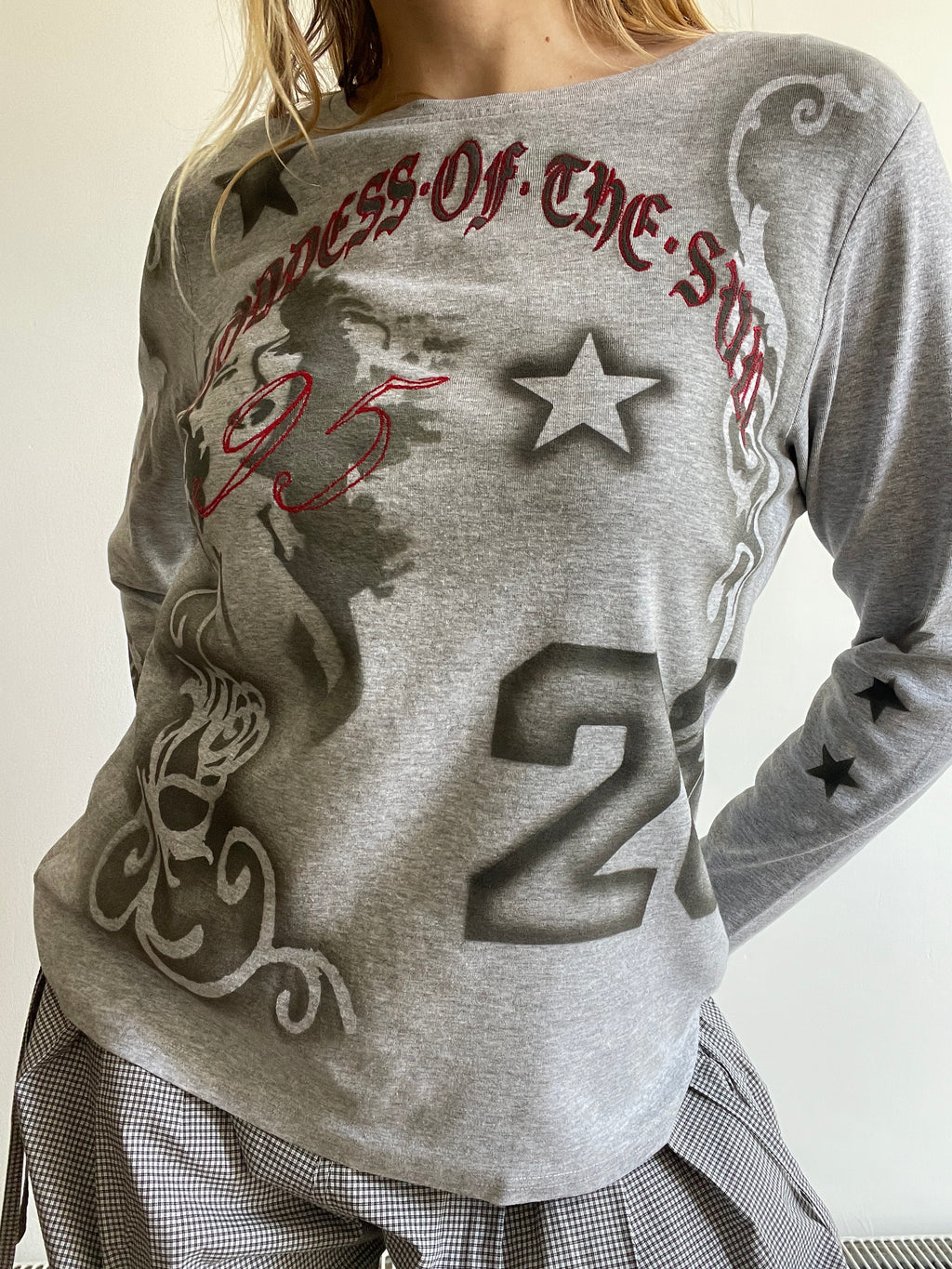 handmade all over graphic print stencil airbrush long sleeve