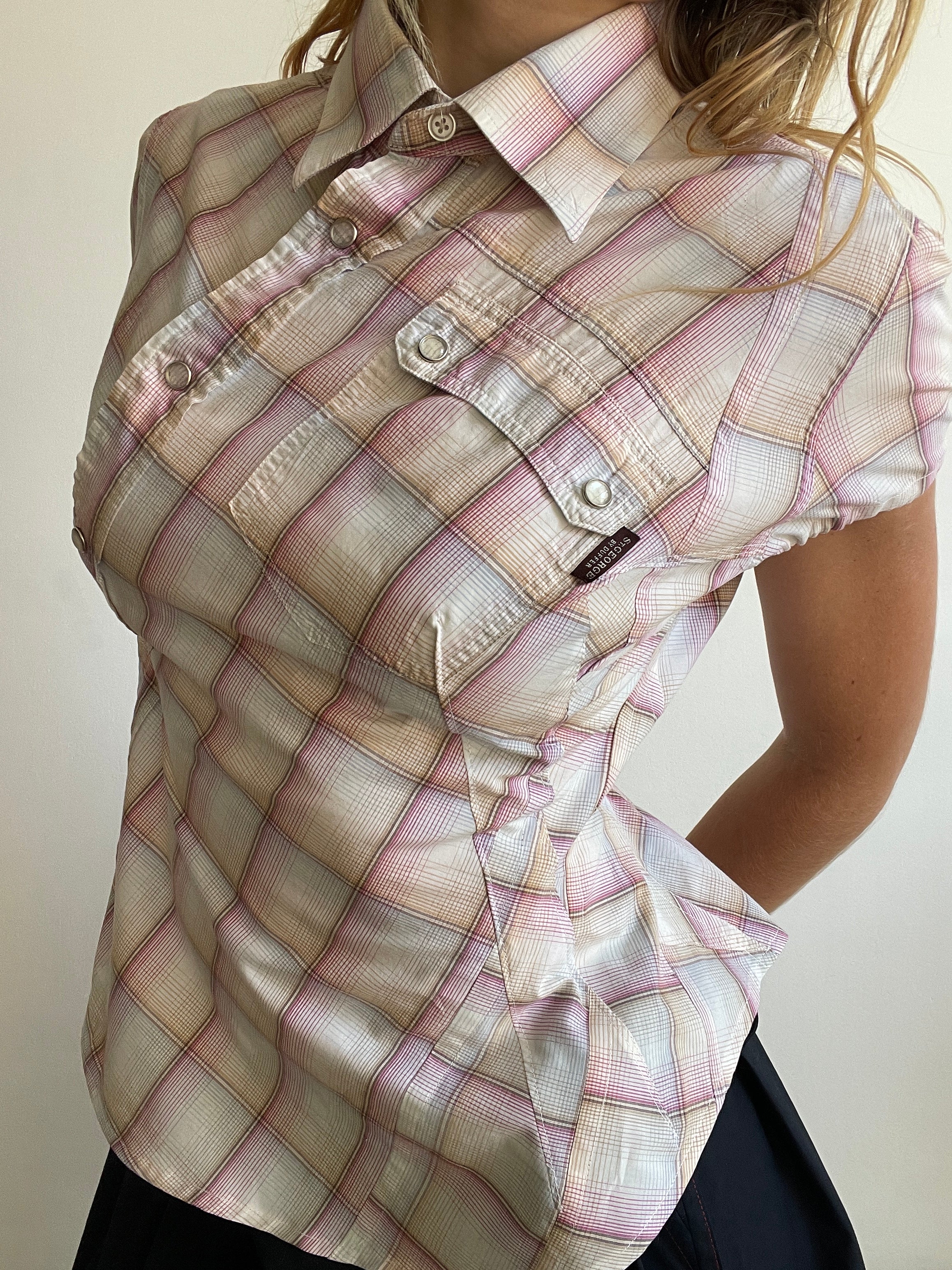 reworked vintage button up shirt with collar
