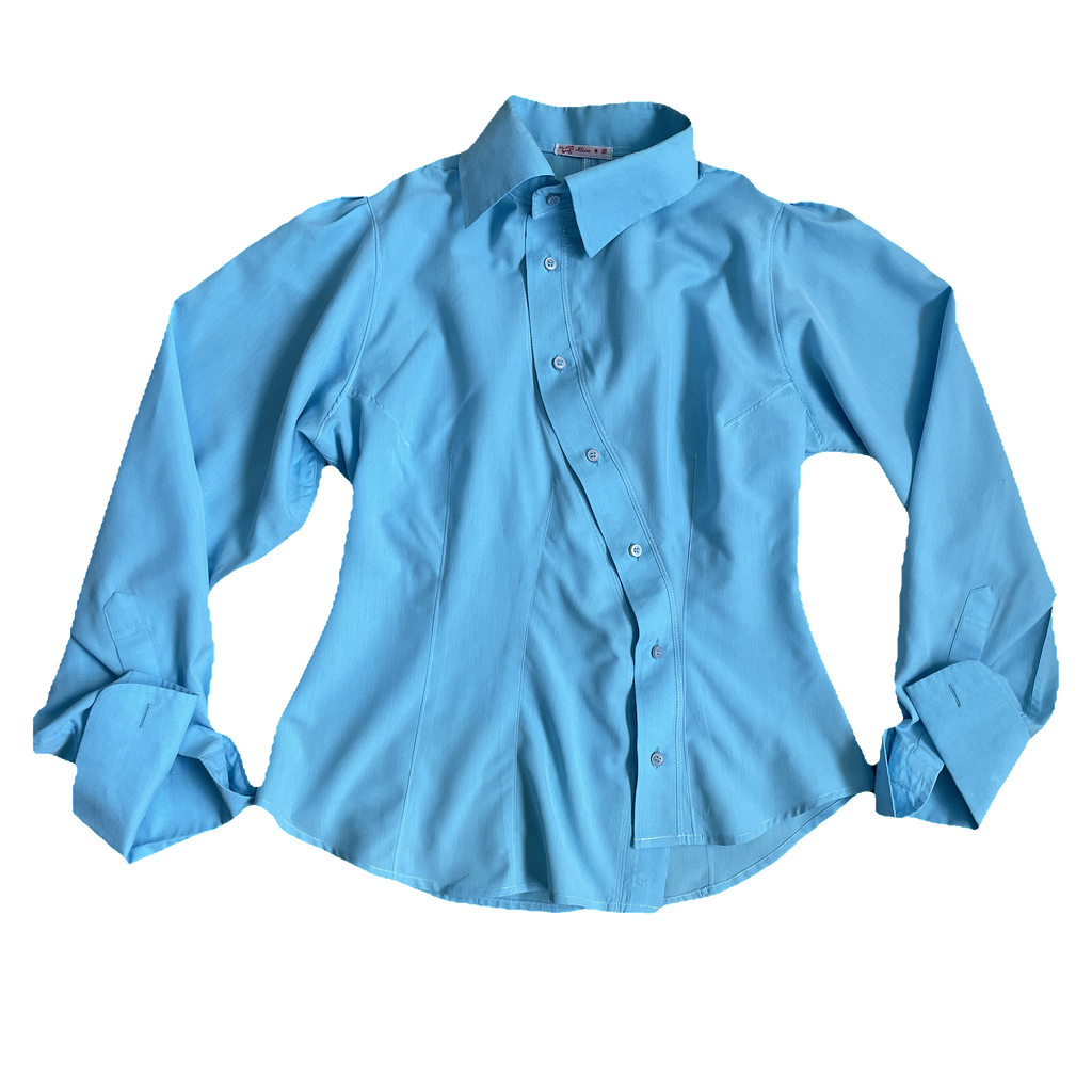 aqua blue asymmetrical longsleeve shirt
