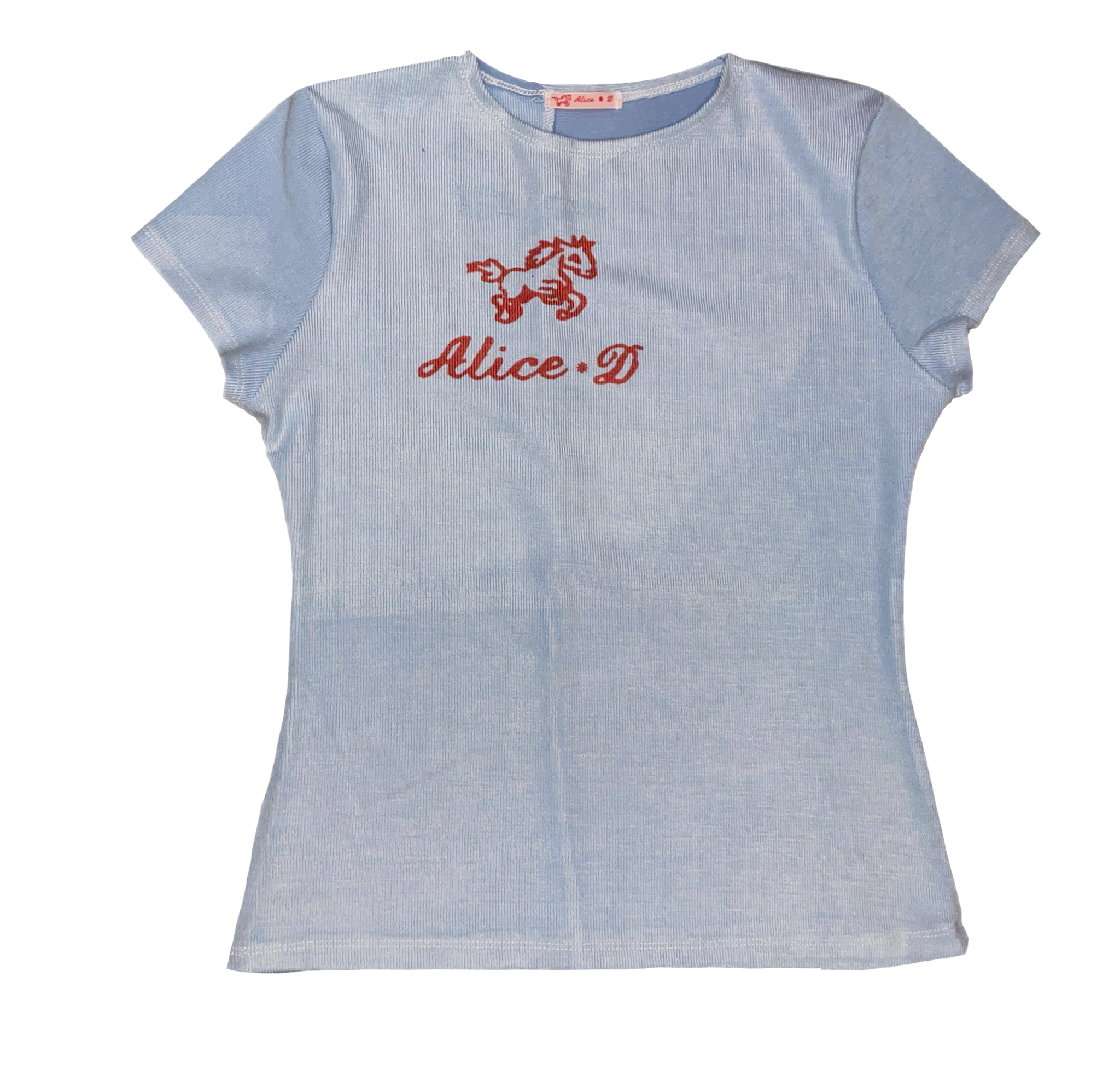handmade digital printed blue rib baby tee