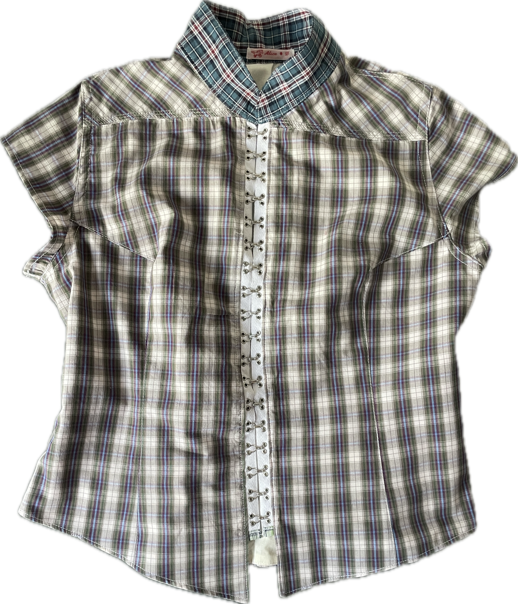 hook eye fitted checkered tartan shirt (lined)