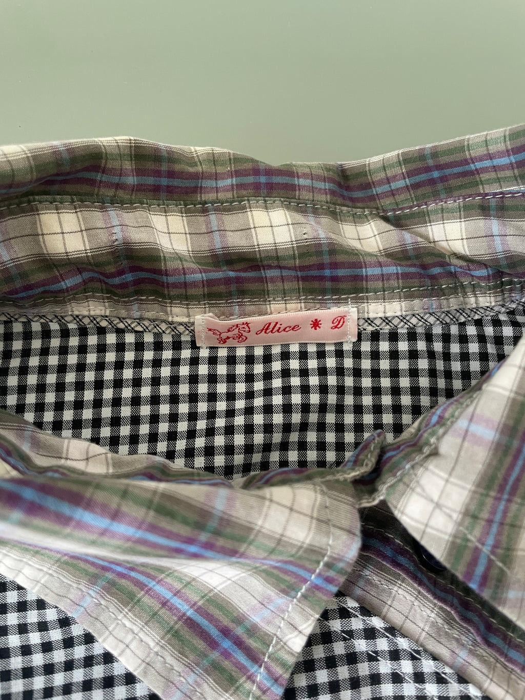 reworked double button up asymetrical fitted shirt