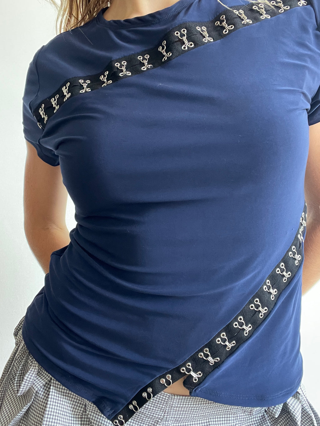 handmade slinky hook and eye asymmetrical t shirt