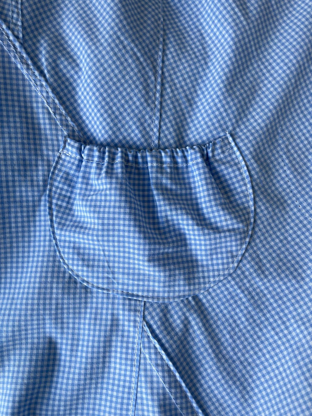 reworked asymetrical baby blue gingham pocket collar shirt