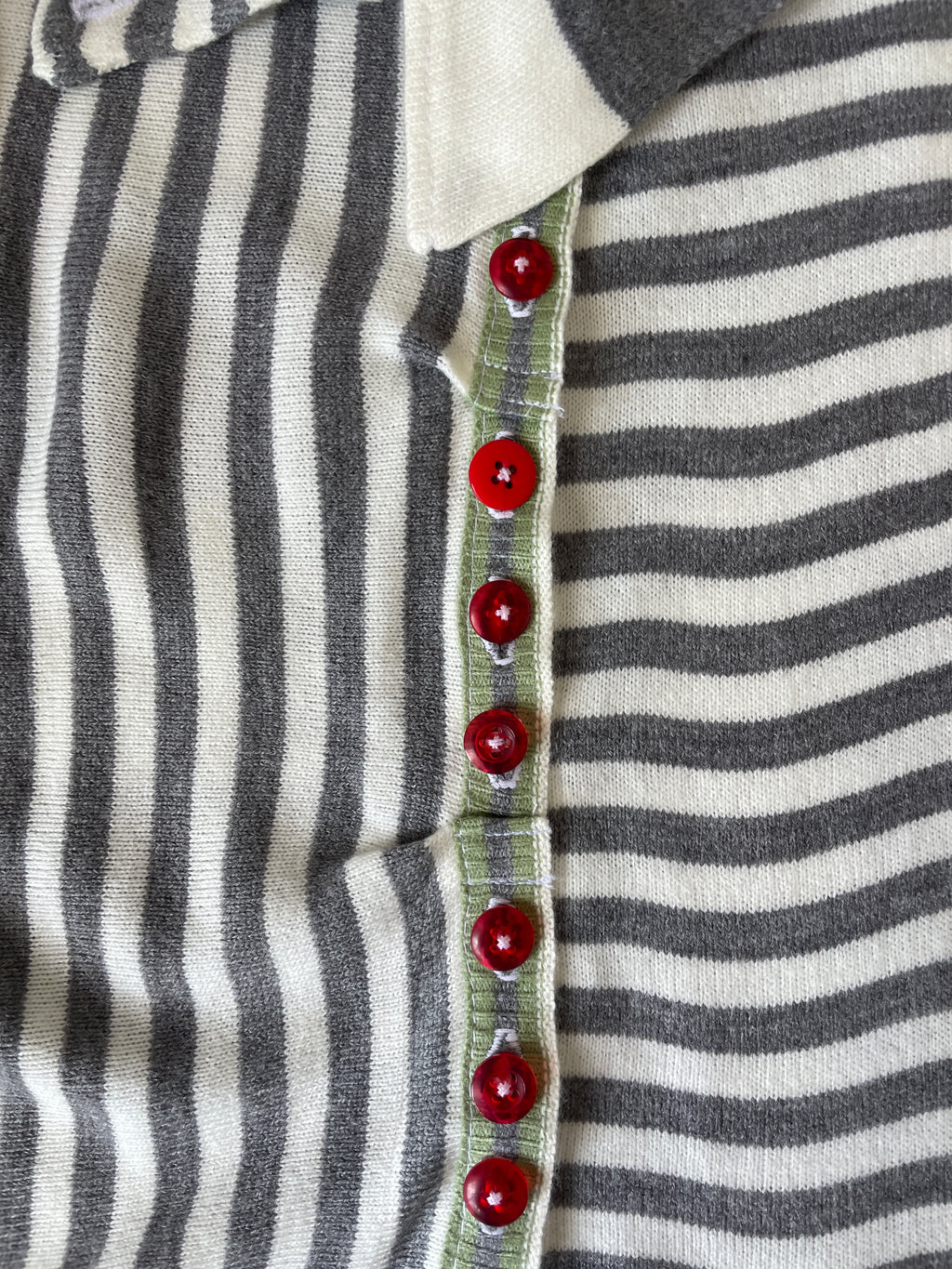 handmade contrast stripe red button up short sleeve cardigan