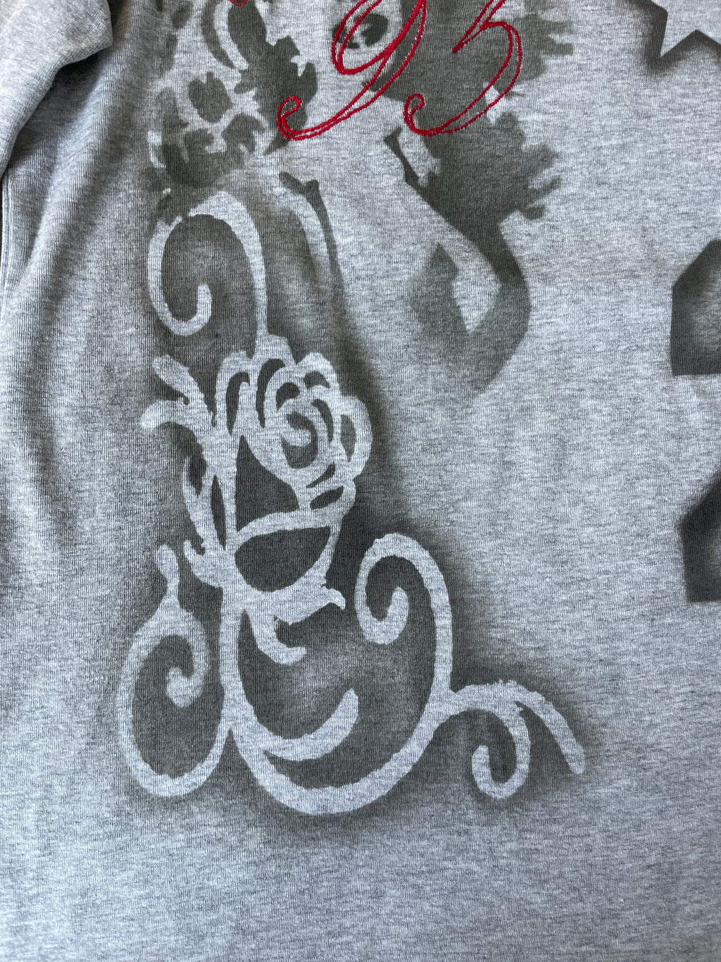 handmade all over graphic print stencil airbrush long sleeve