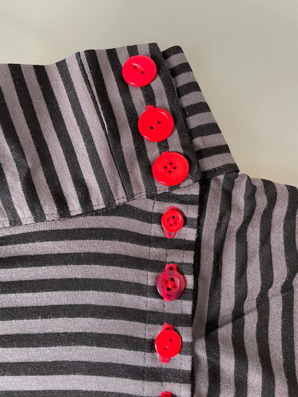 handmade grey stripe button up asymmetrical t shirt