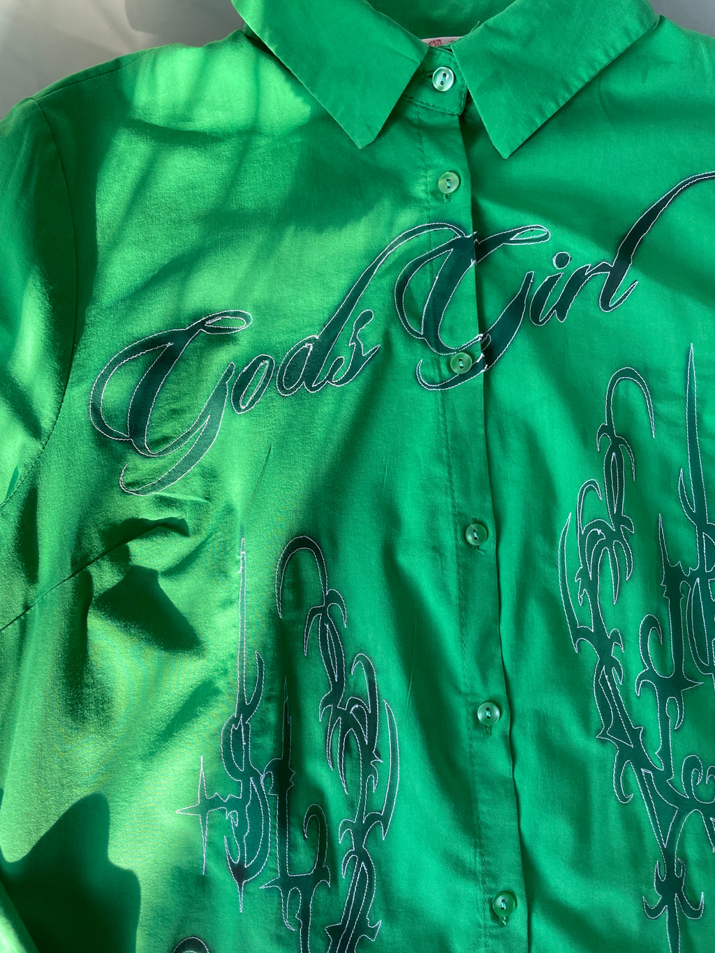 reworked airbrushed gothic slogan fitted shirt