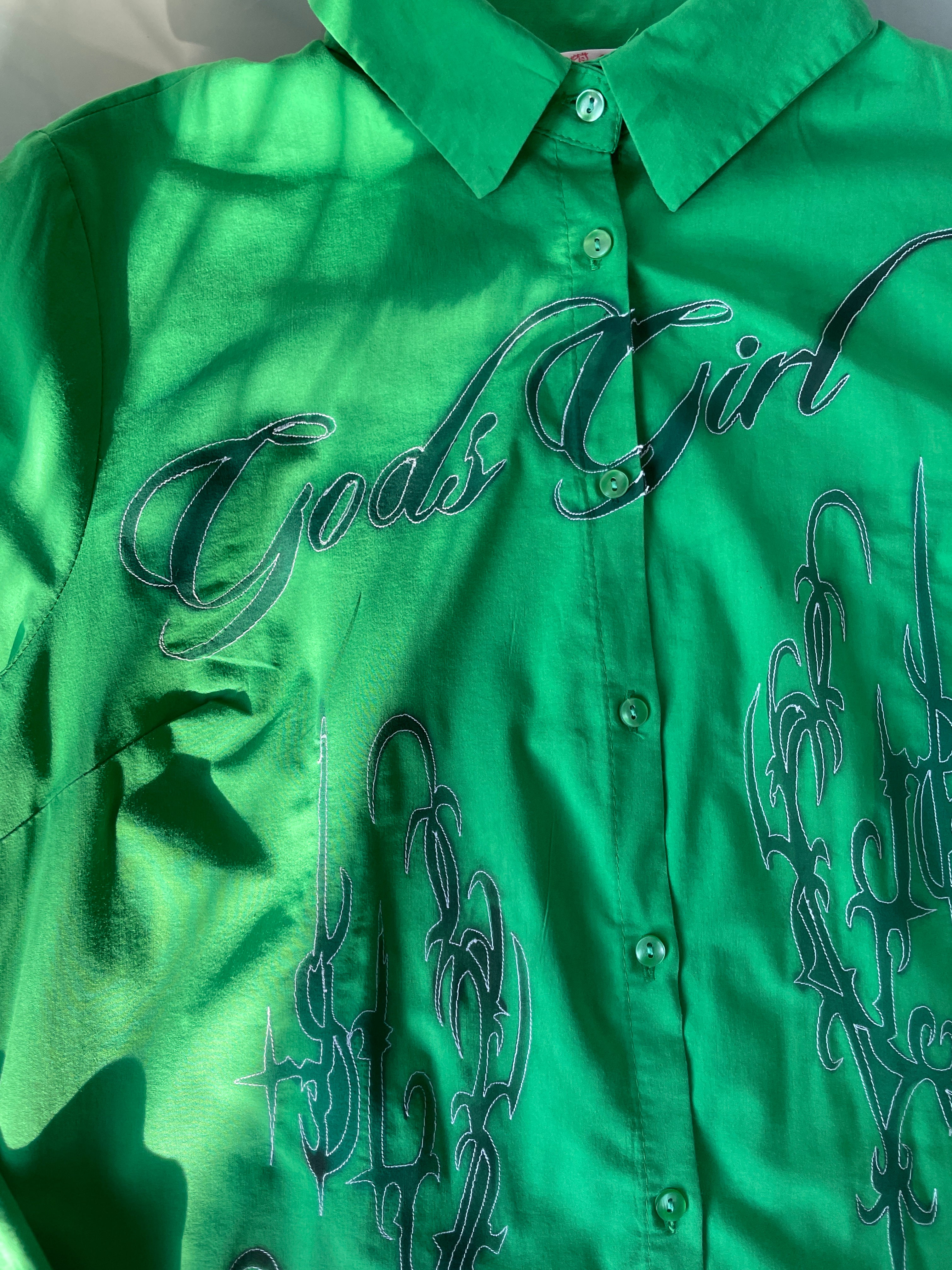 reworked airbrushed gothic slogan fitted shirt