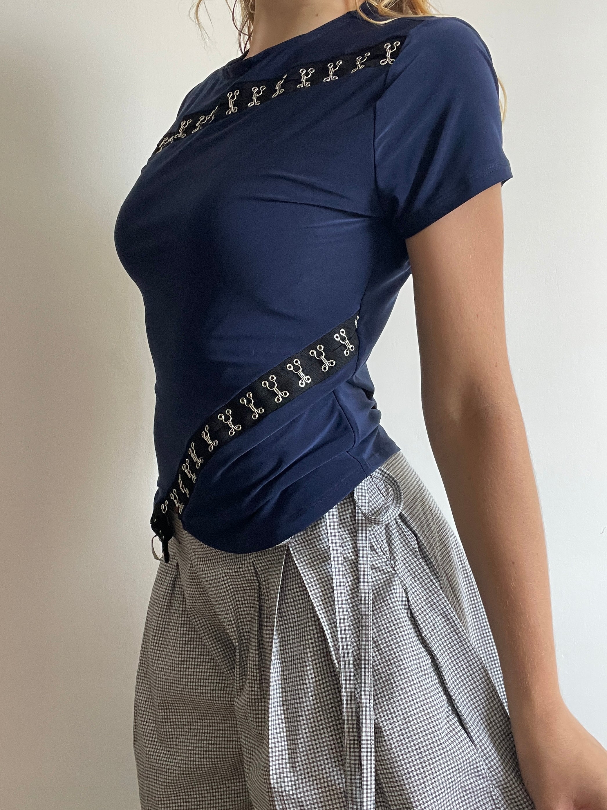 handmade slinky hook and eye asymmetrical t shirt