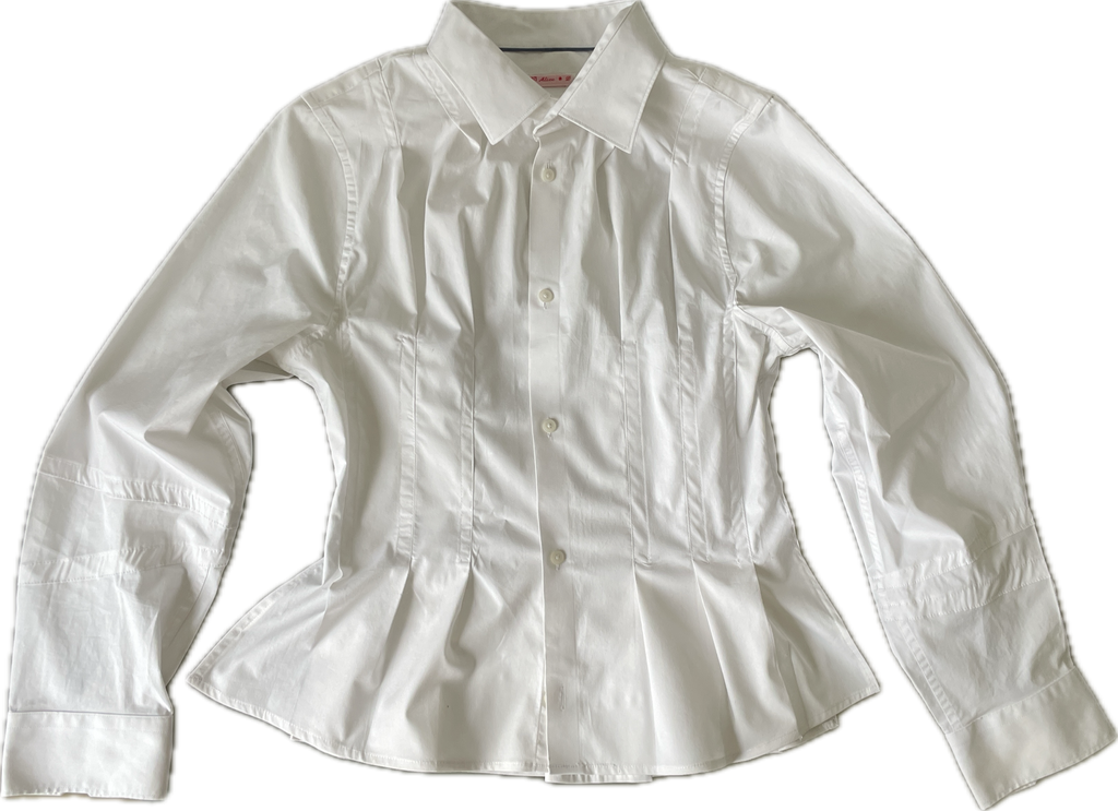 reworked white office pleated long sleeve shirt