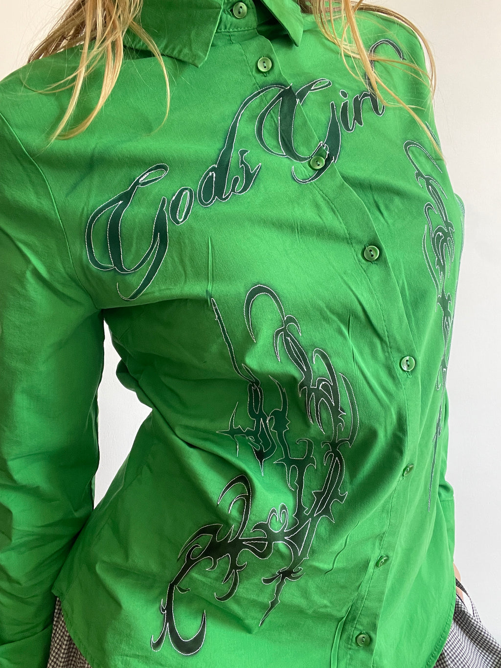 reworked airbrushed gothic slogan fitted shirt
