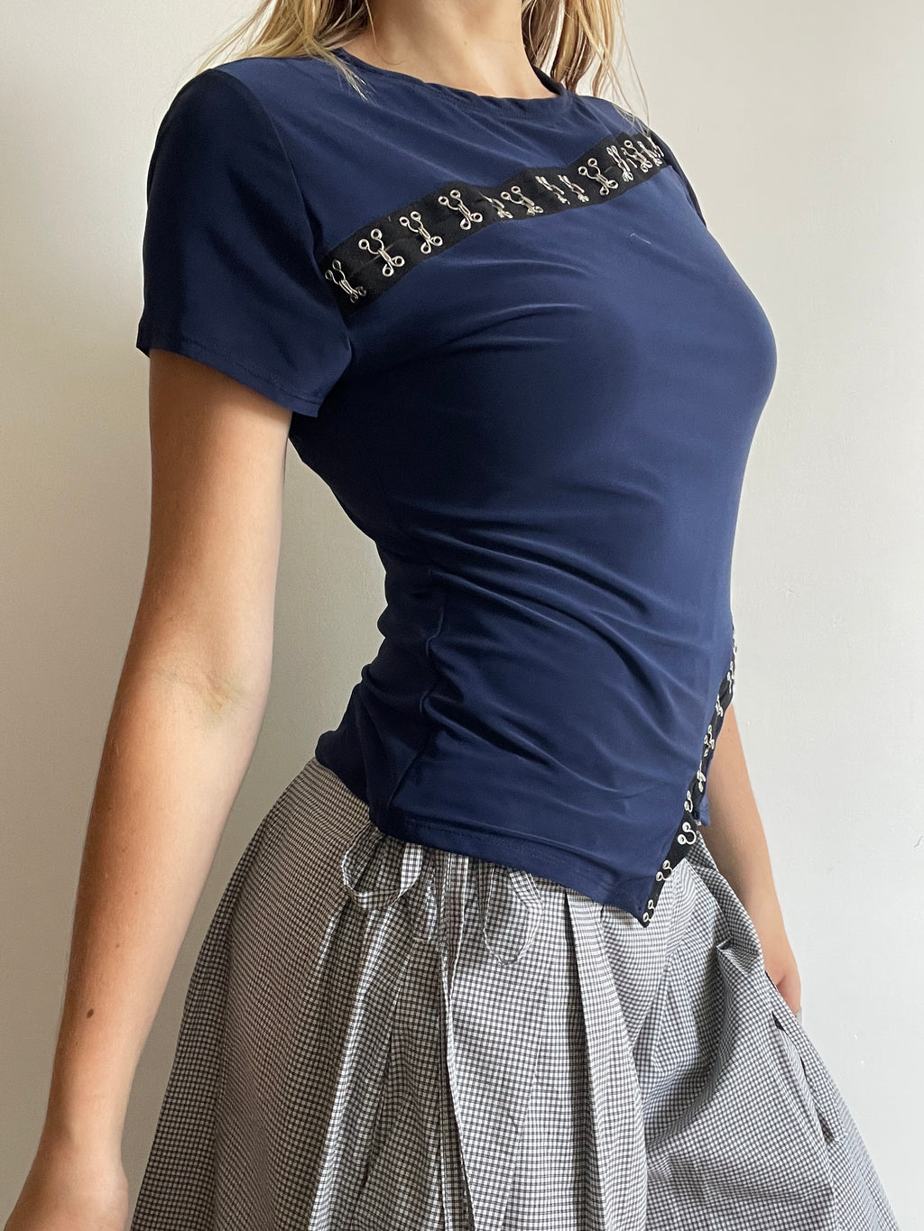 handmade slinky hook and eye asymmetrical t shirt