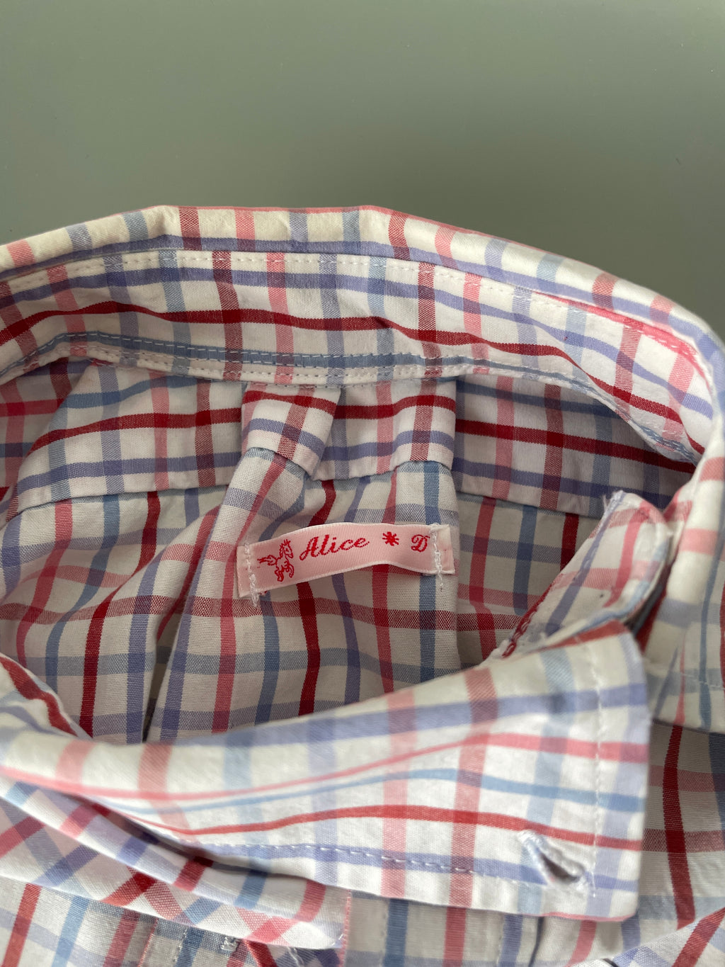 reworked patchwork check print fitted asymmetrical blouse