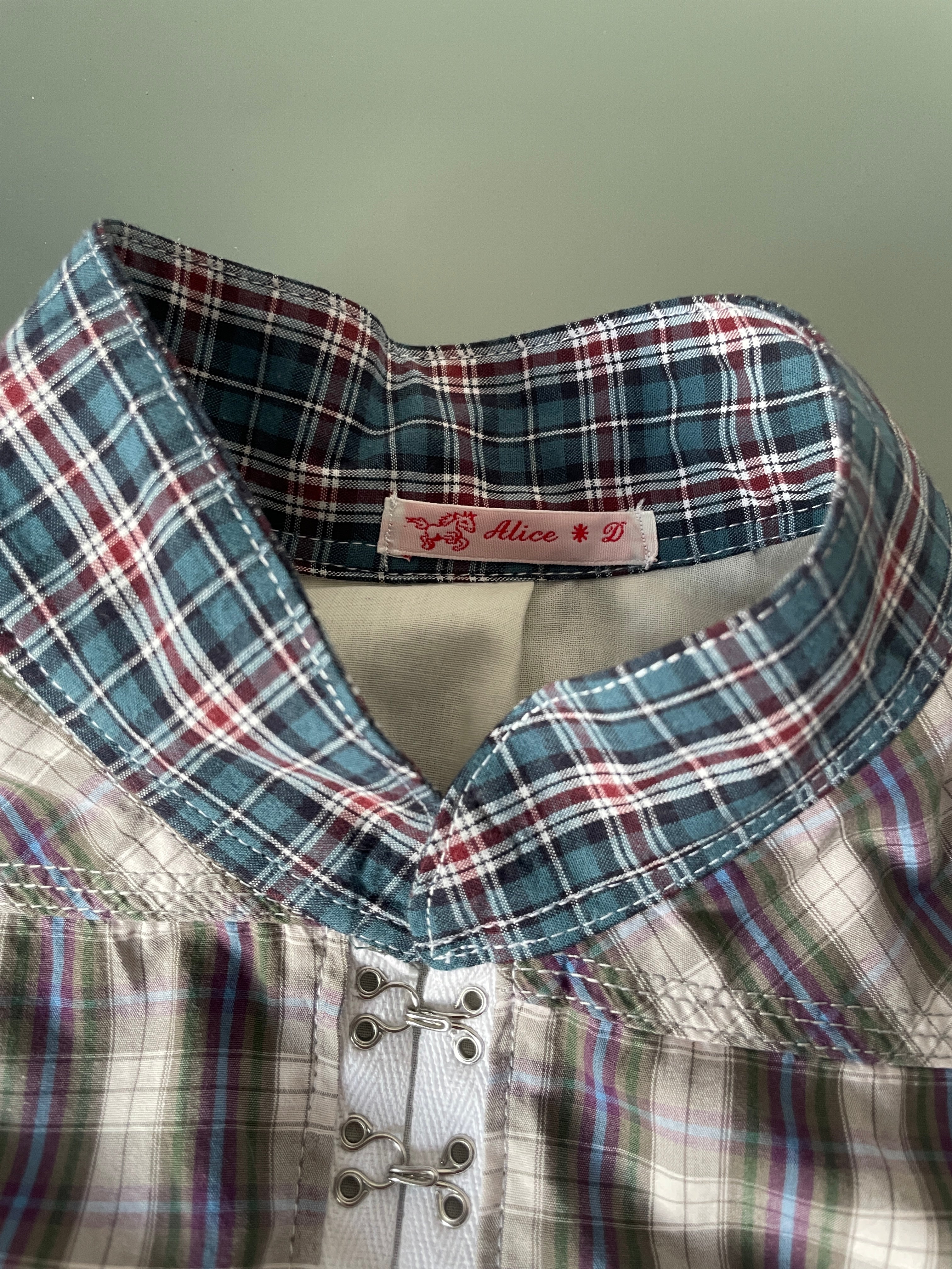 hook eye fitted checkered tartan shirt (lined)