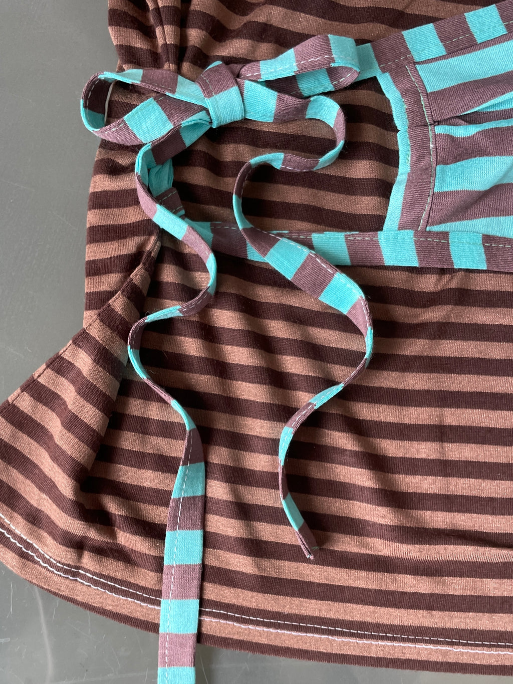 handmade ballet style tie up contrast striped tank
