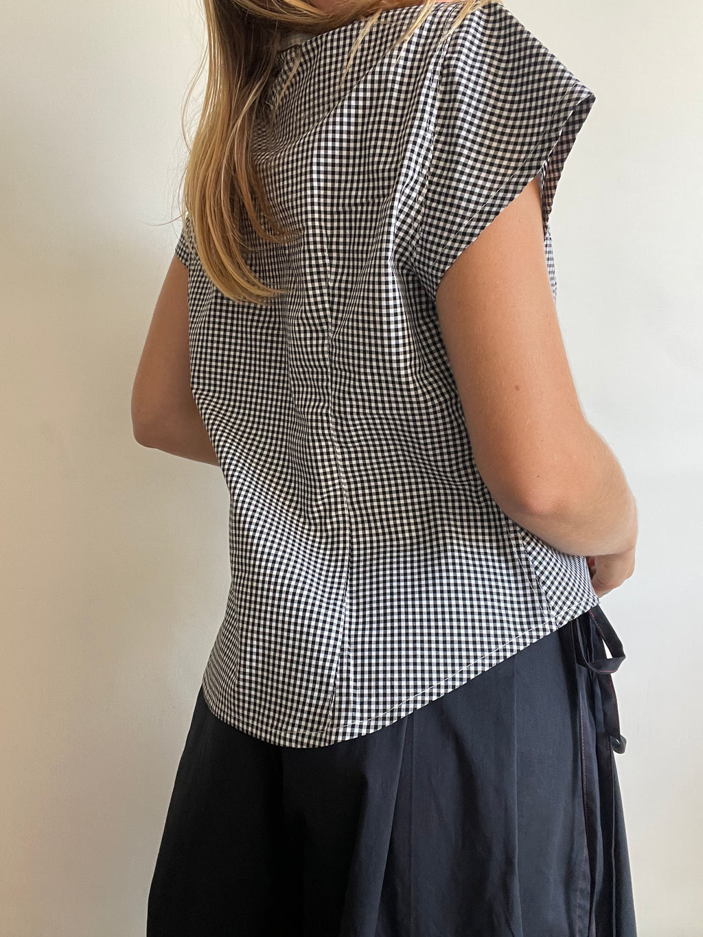 reworked double button up asymetrical fitted shirt