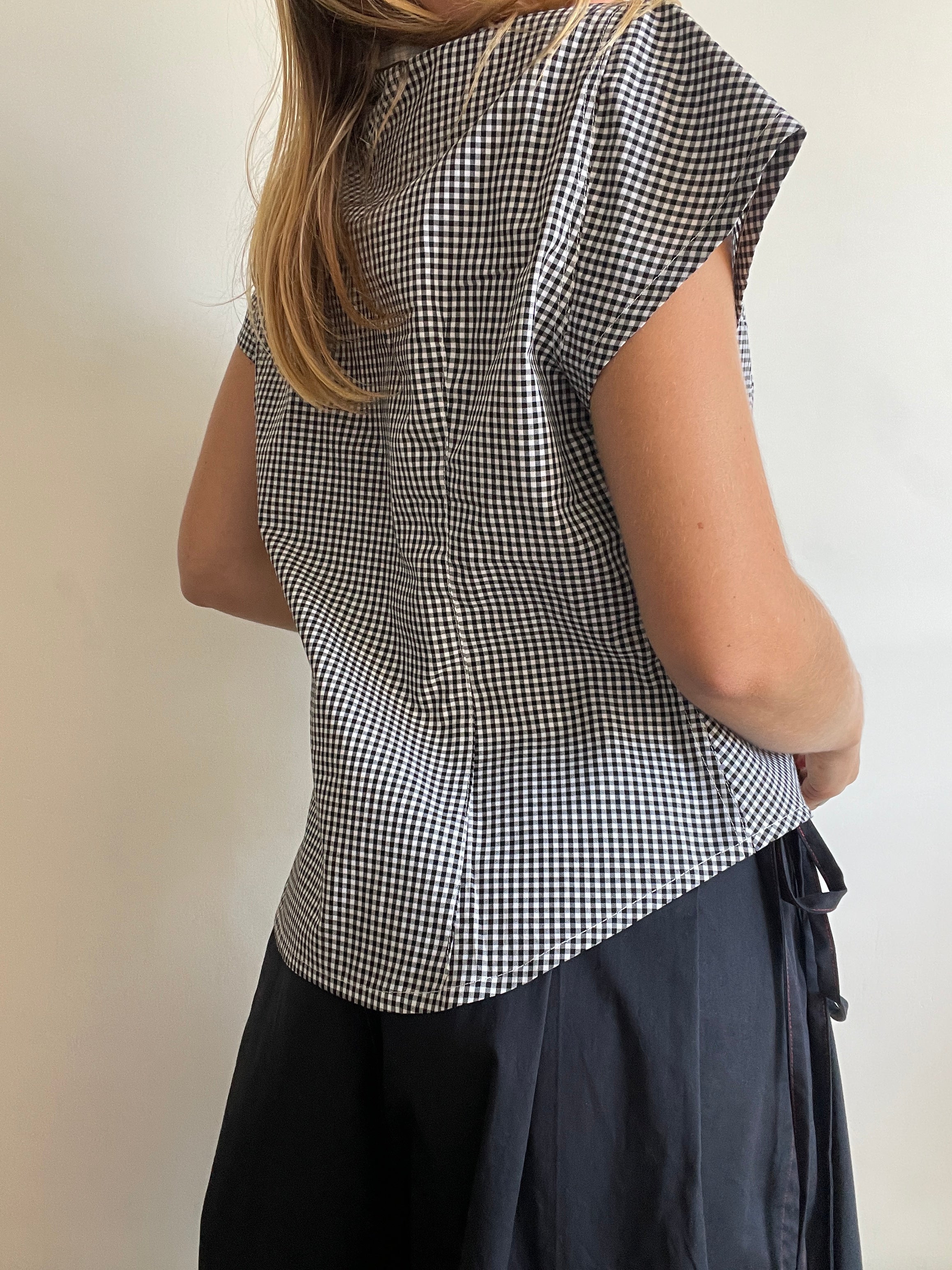 reworked double button up asymetrical fitted shirt