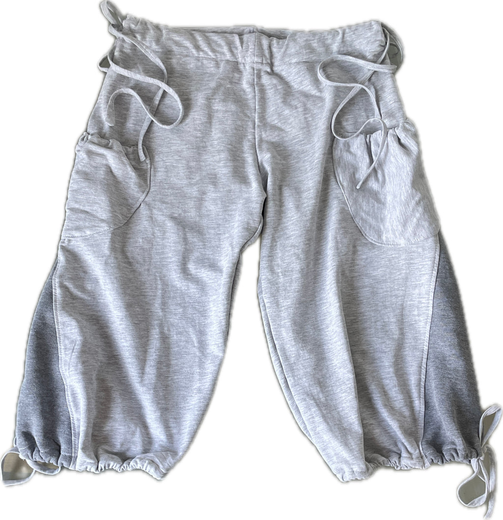 handmade grey jersey pocket cargo style slinky capri pants