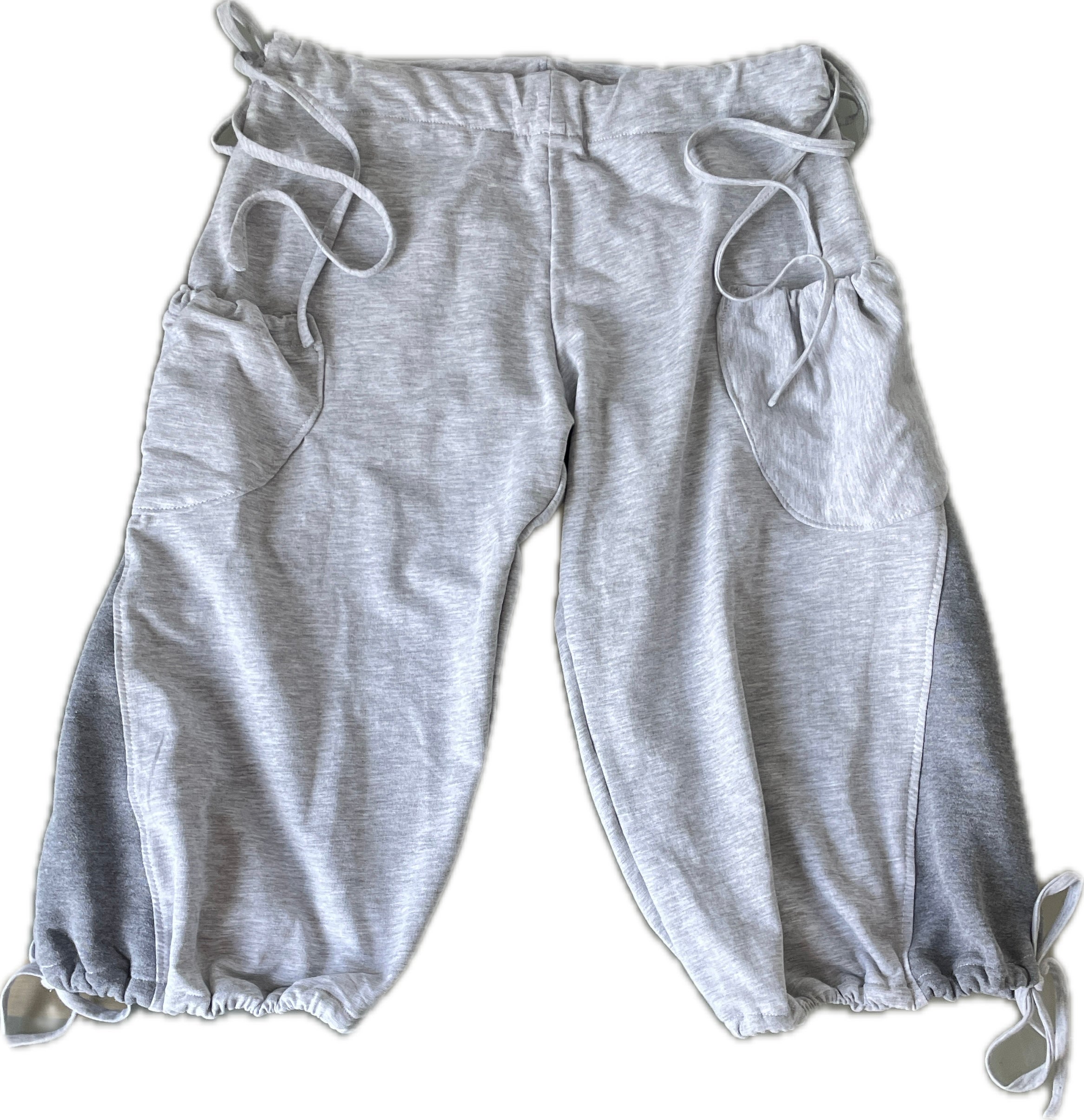 handmade grey jersey pocket cargo style slinky capri pants