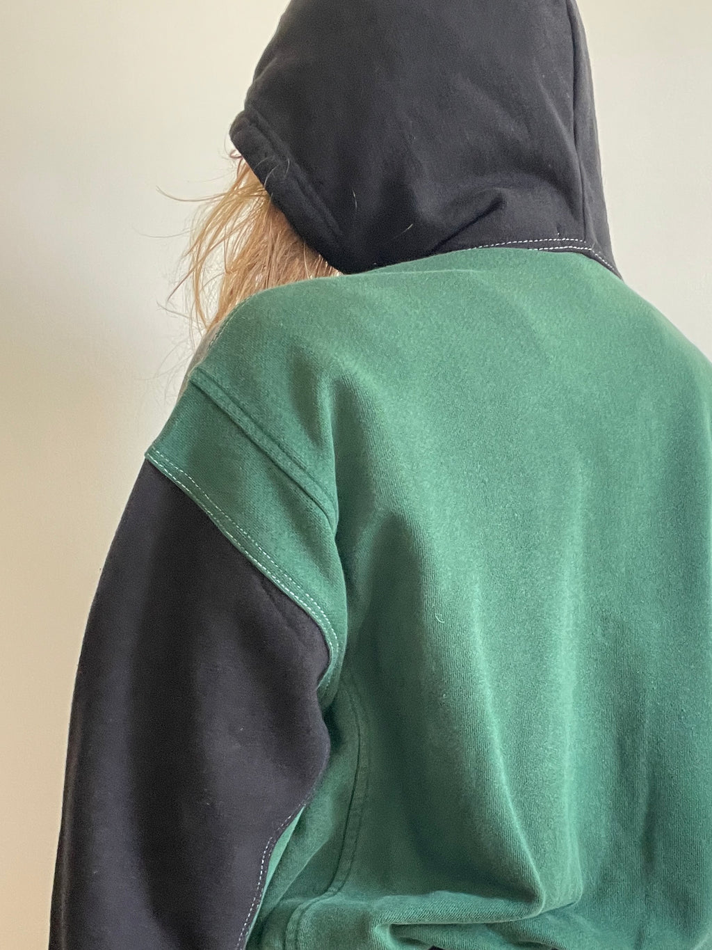 screen printed panelled cat girl zip up hoodie
