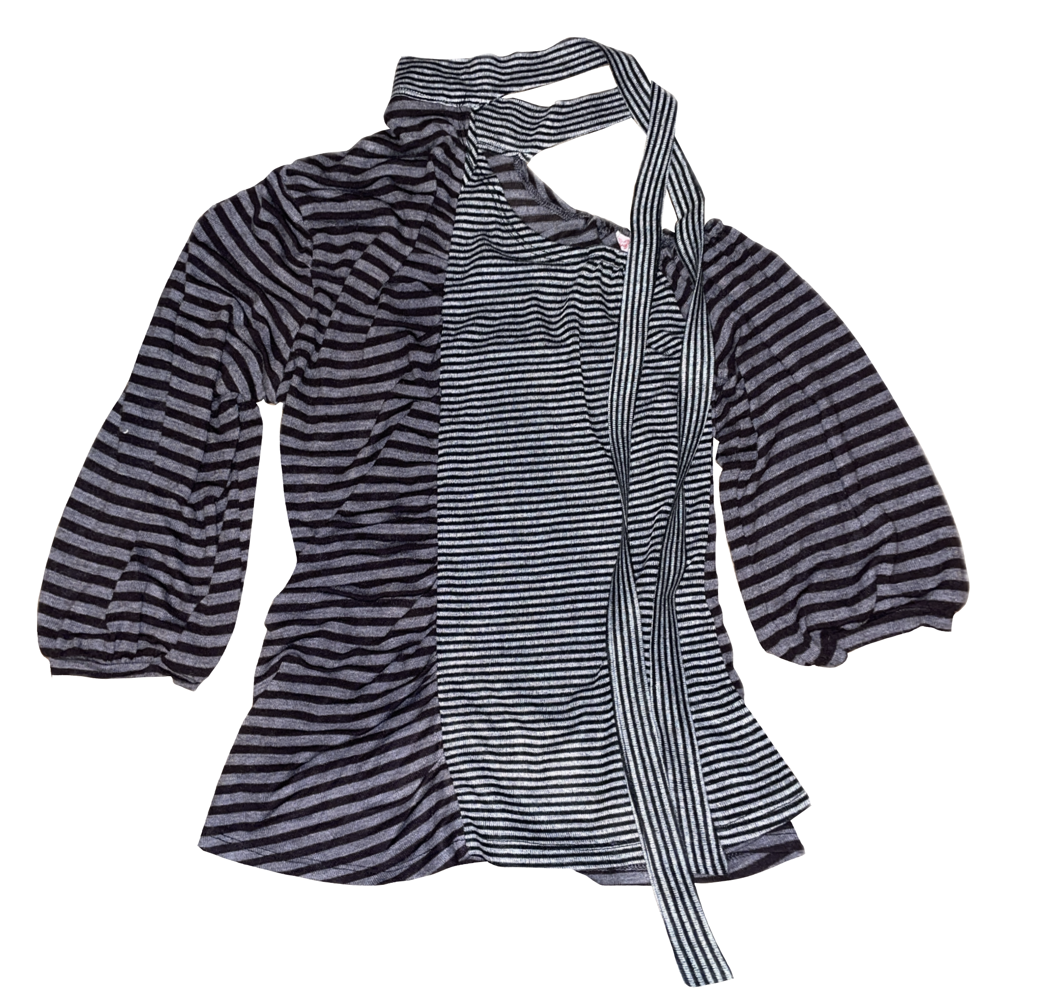 handmade off the shoulder pinstripe grey slinky top
