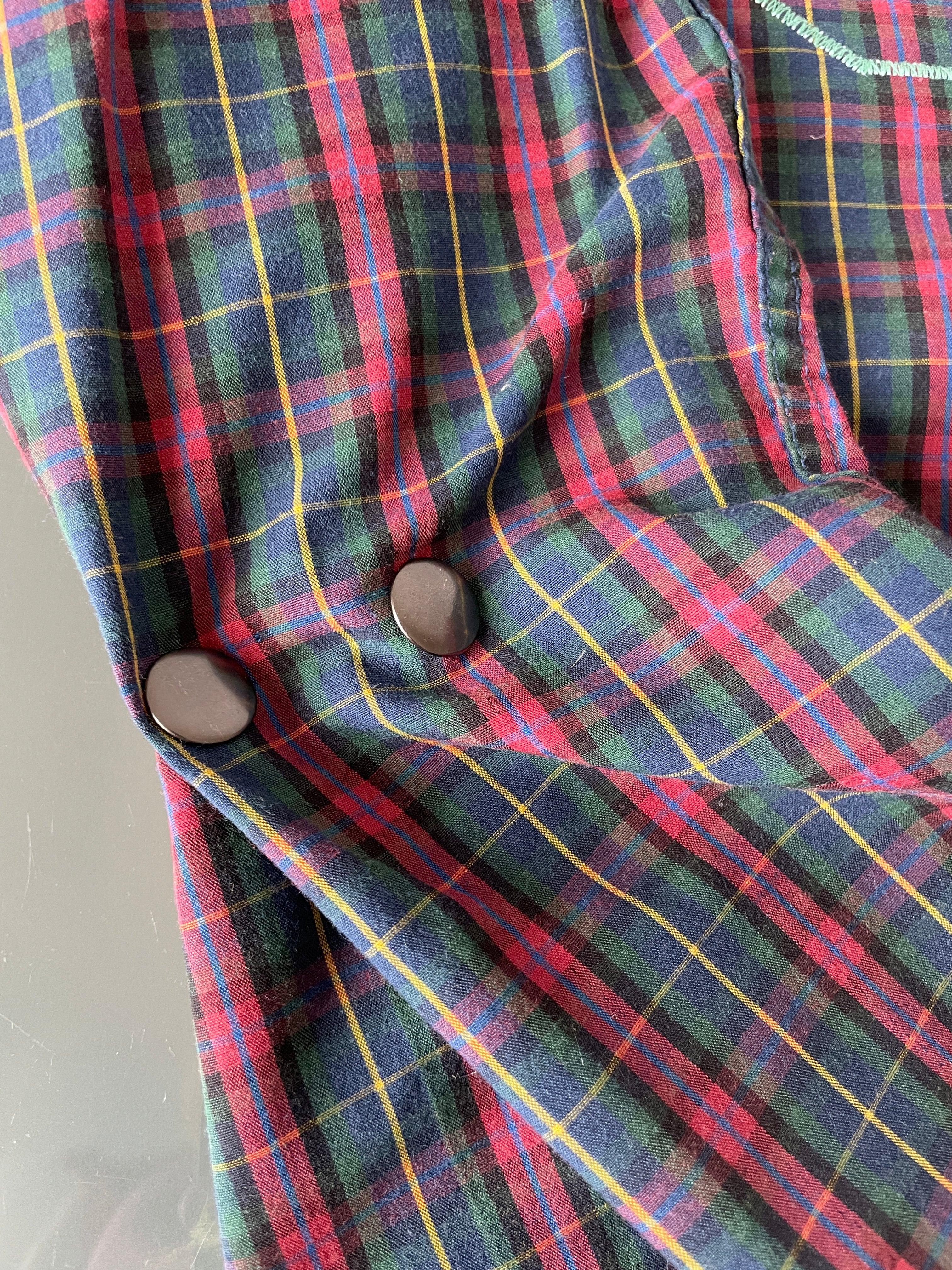 reworked sports number embroidered tartan shirt