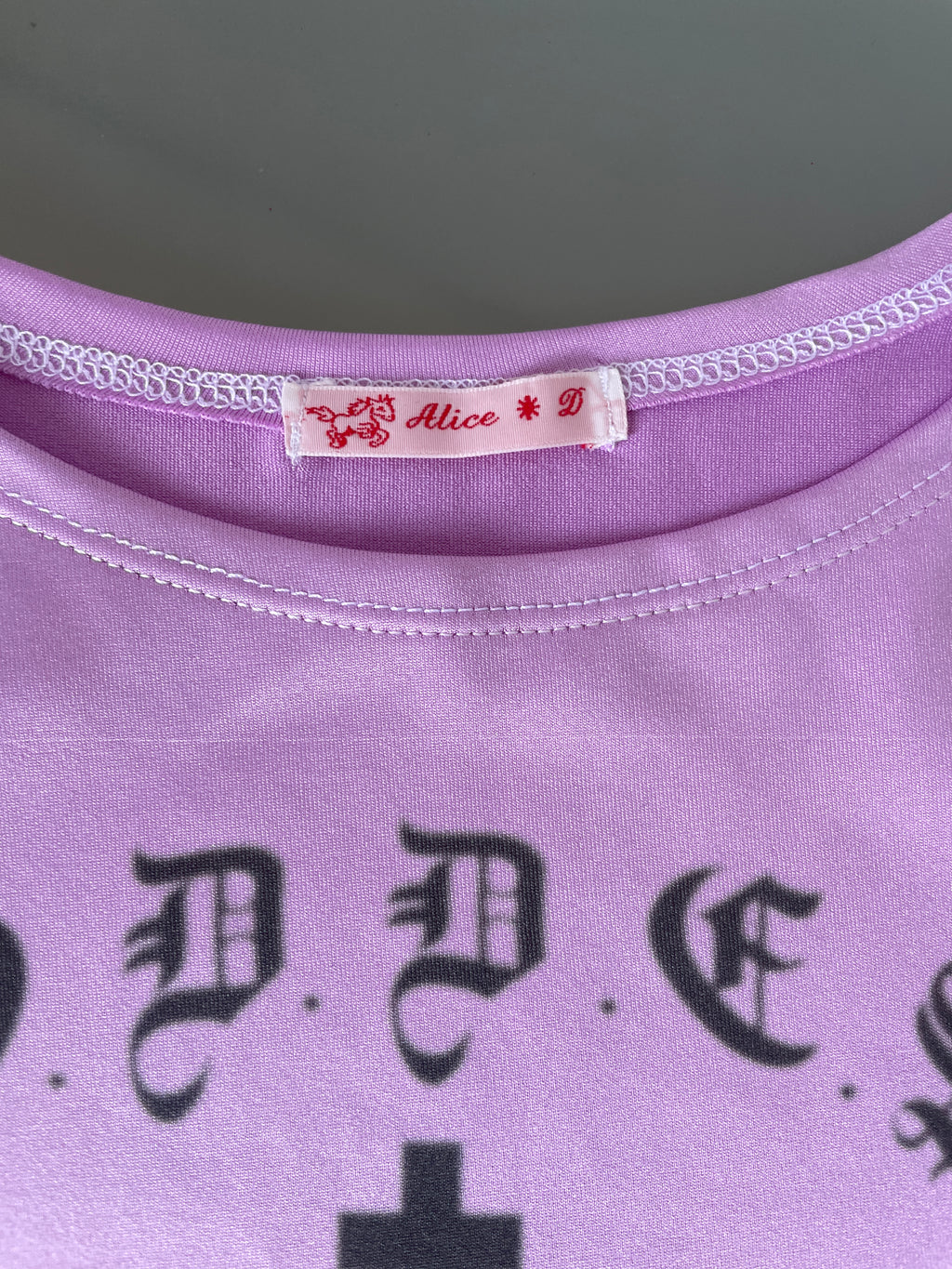 handmade purple graphic print punk slogan baby tee