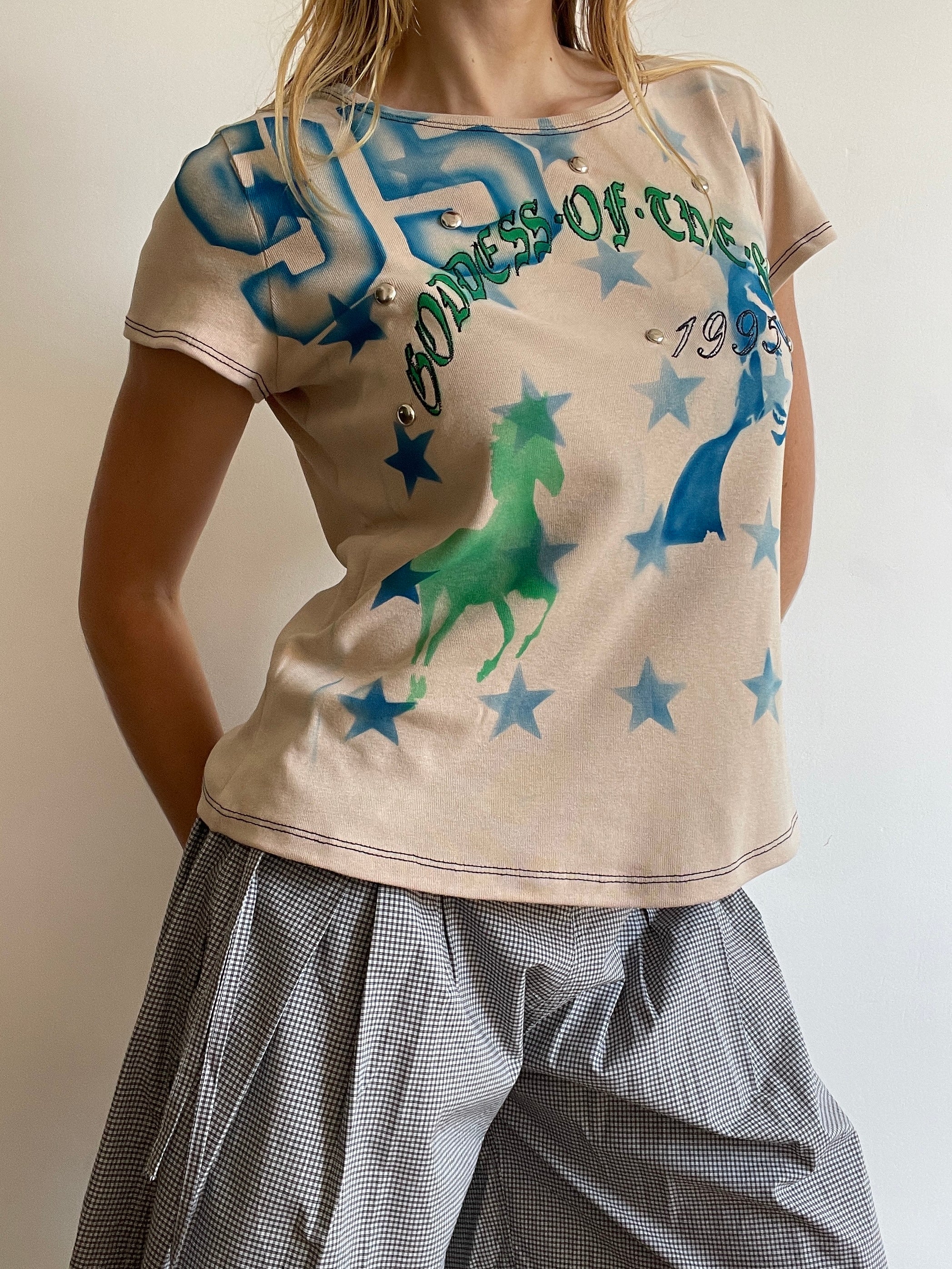 handmade airbrush graphic print baby tee