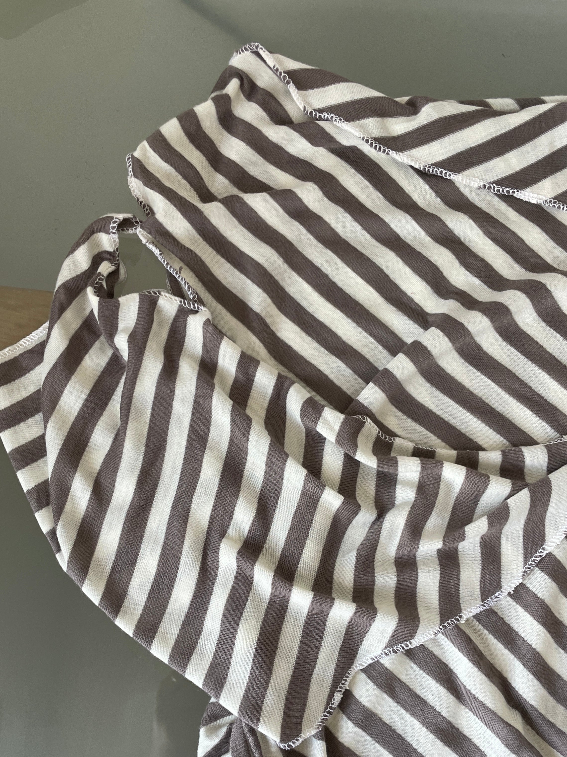handmade asymmetrical pixie striped off the shoulder long fitted tunic top