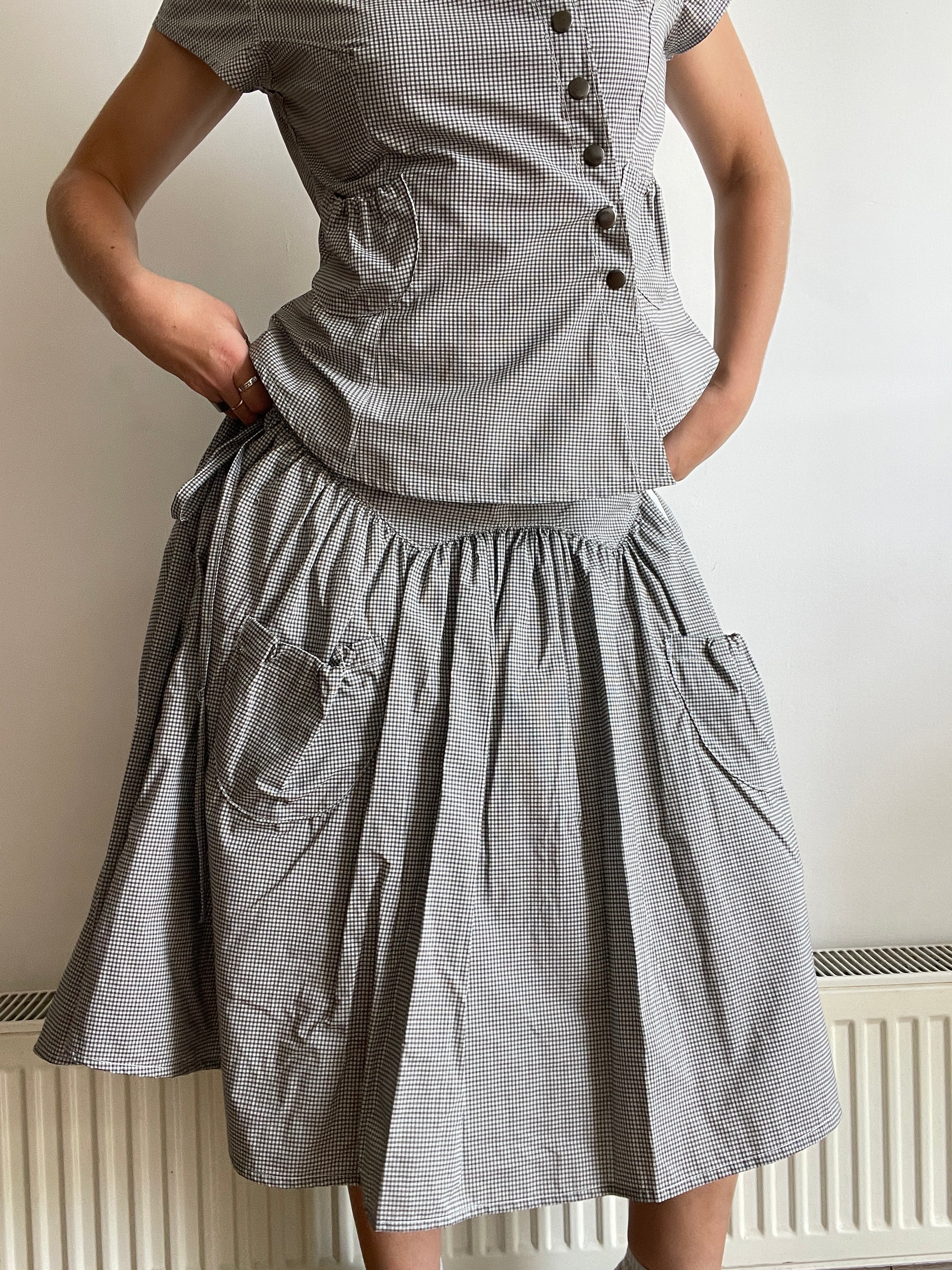 handmade matching set swishy asymmetrical skirt and shirt