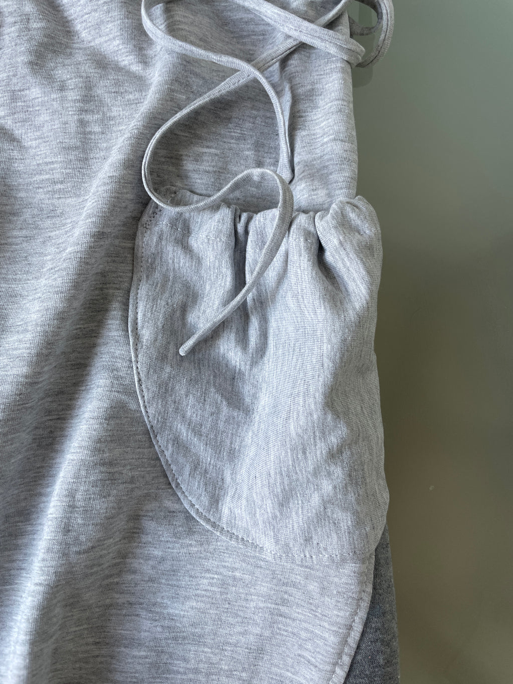 handmade grey jersey pocket cargo style slinky capri pants