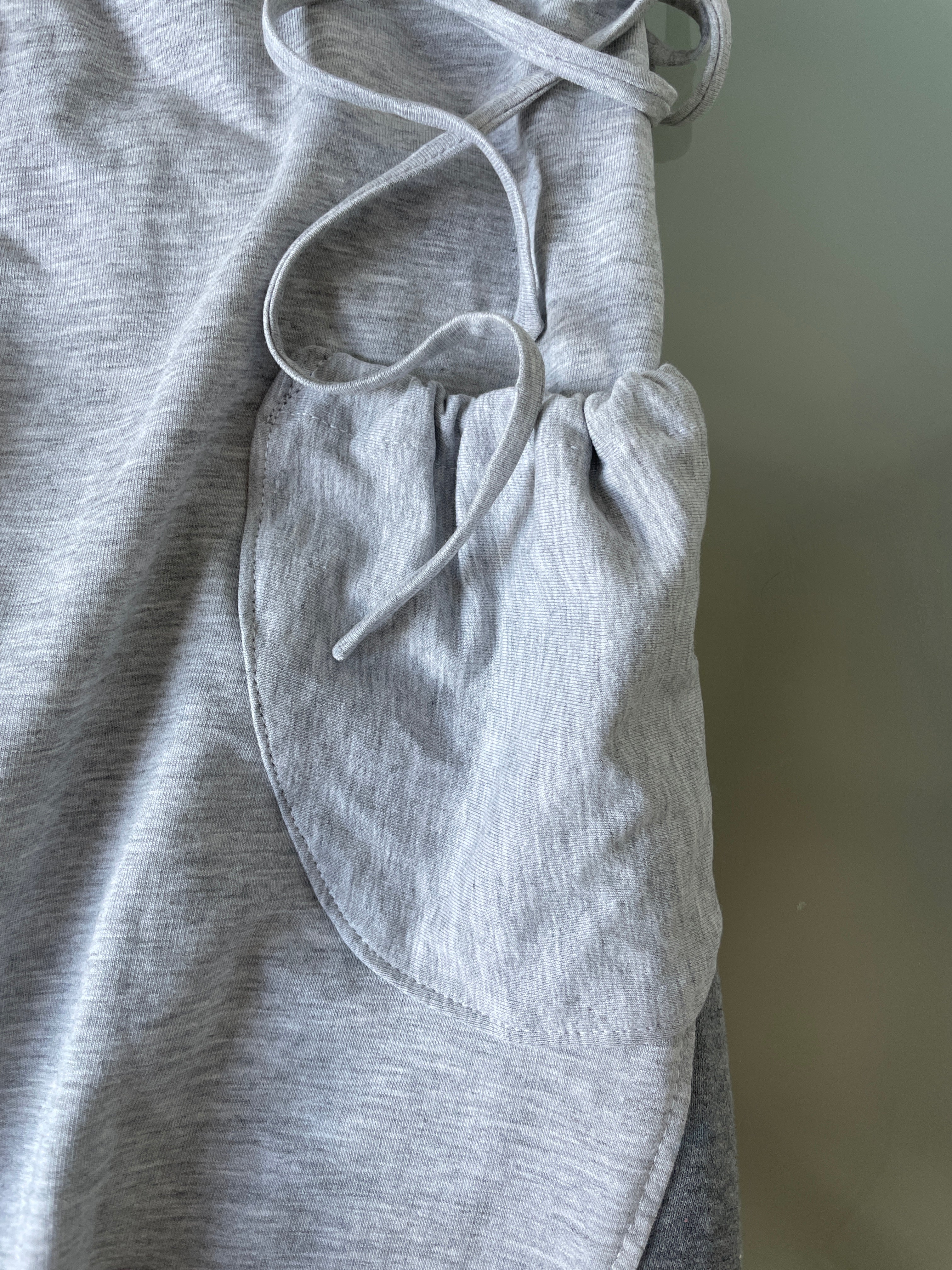 handmade grey jersey pocket cargo style slinky capri pants