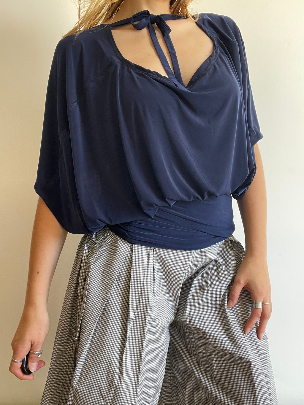 handmade slinky ruched batwing slouch multiwear top