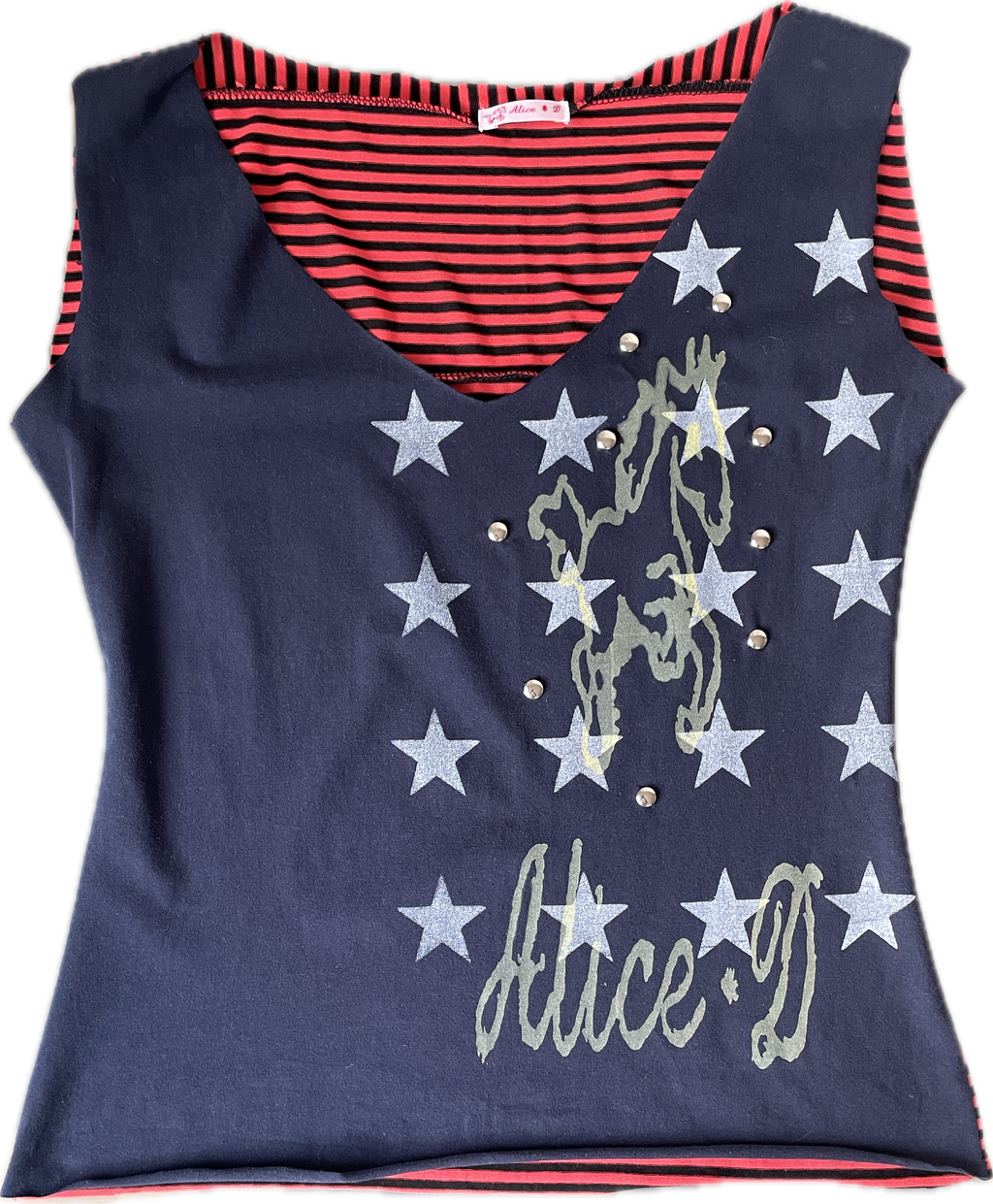 handmade screenprint star horse studded tank top