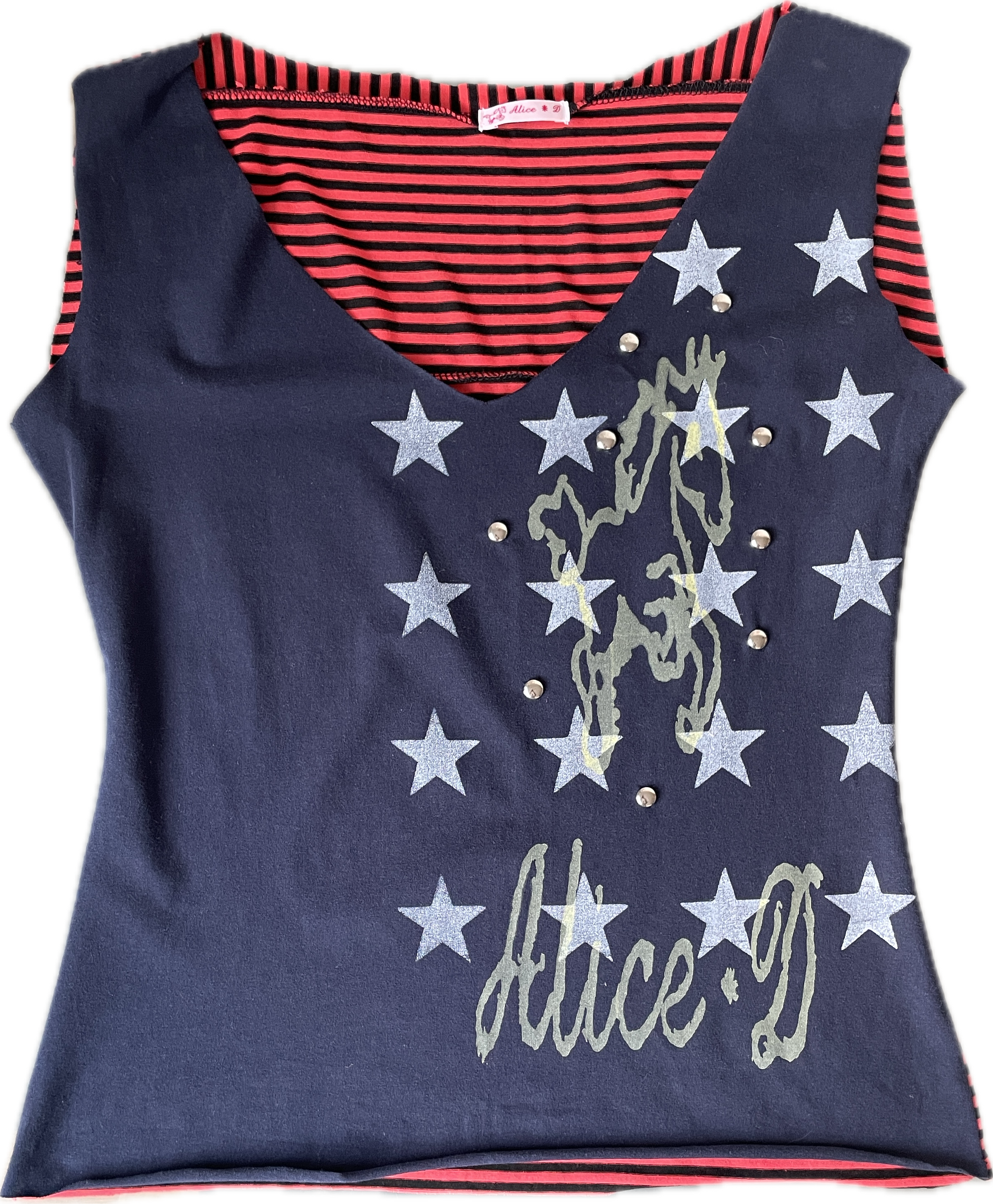 handmade screenprint star horse studded tank top