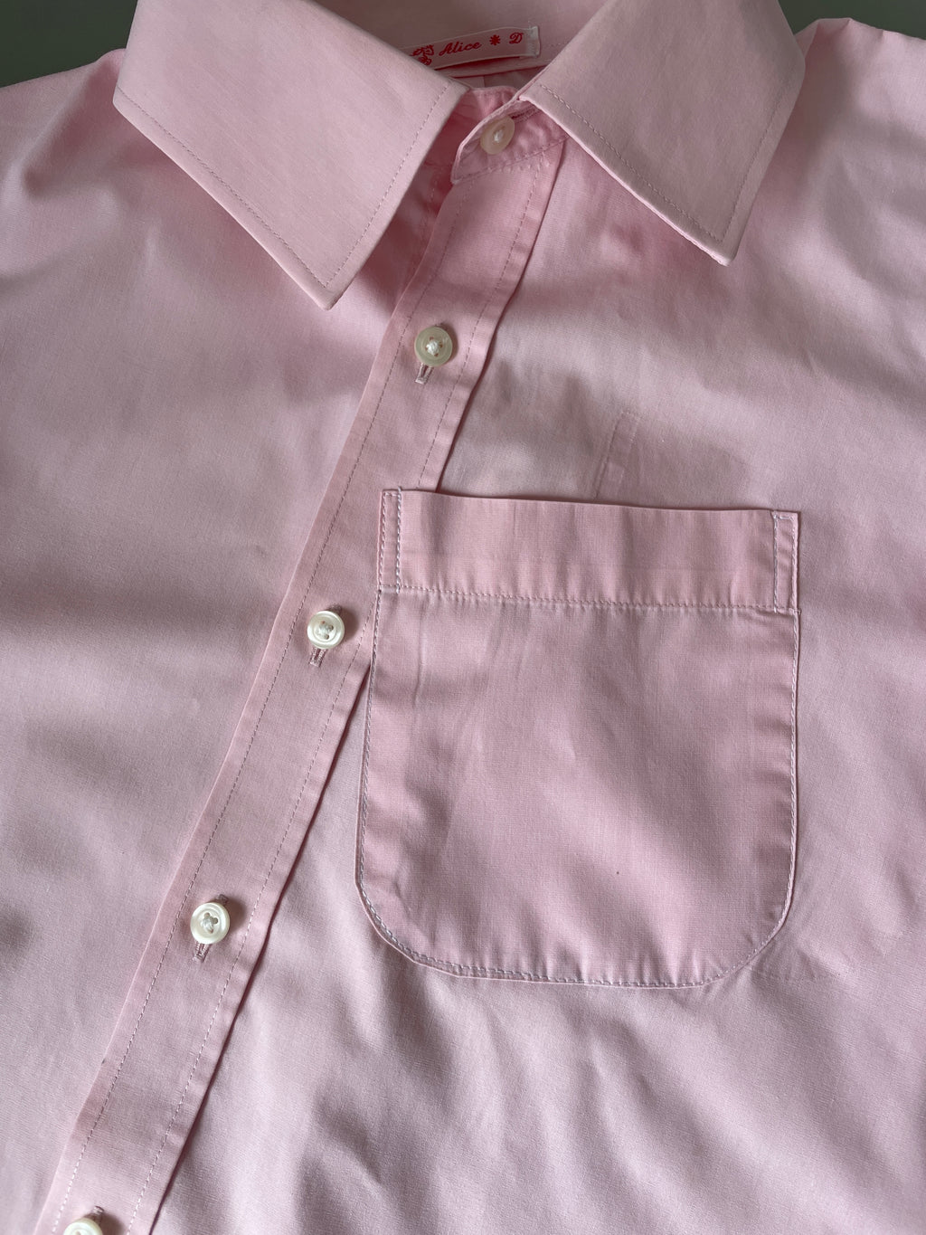 reworked tie back asymmetrical baby pink blouse