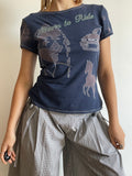handmade bleach stencil print horse girl baby tee