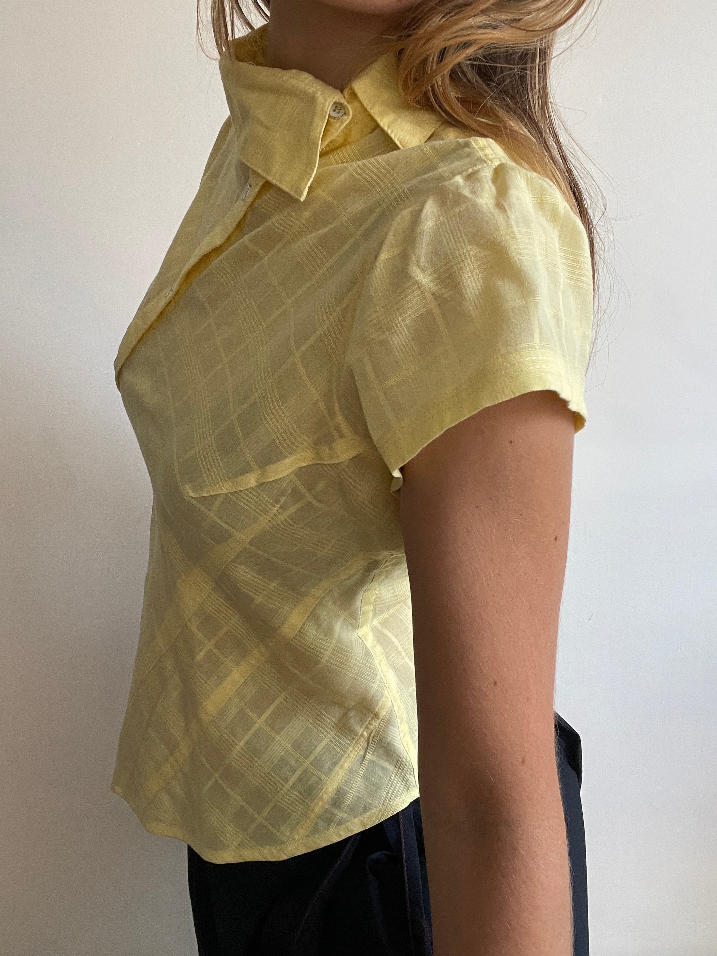 reworked yellow check blouse