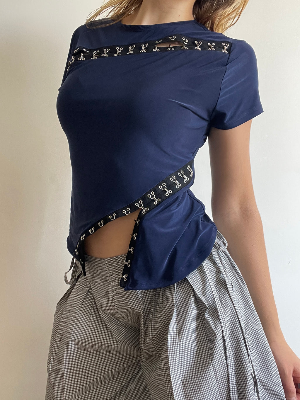 handmade slinky hook and eye asymmetrical t shirt