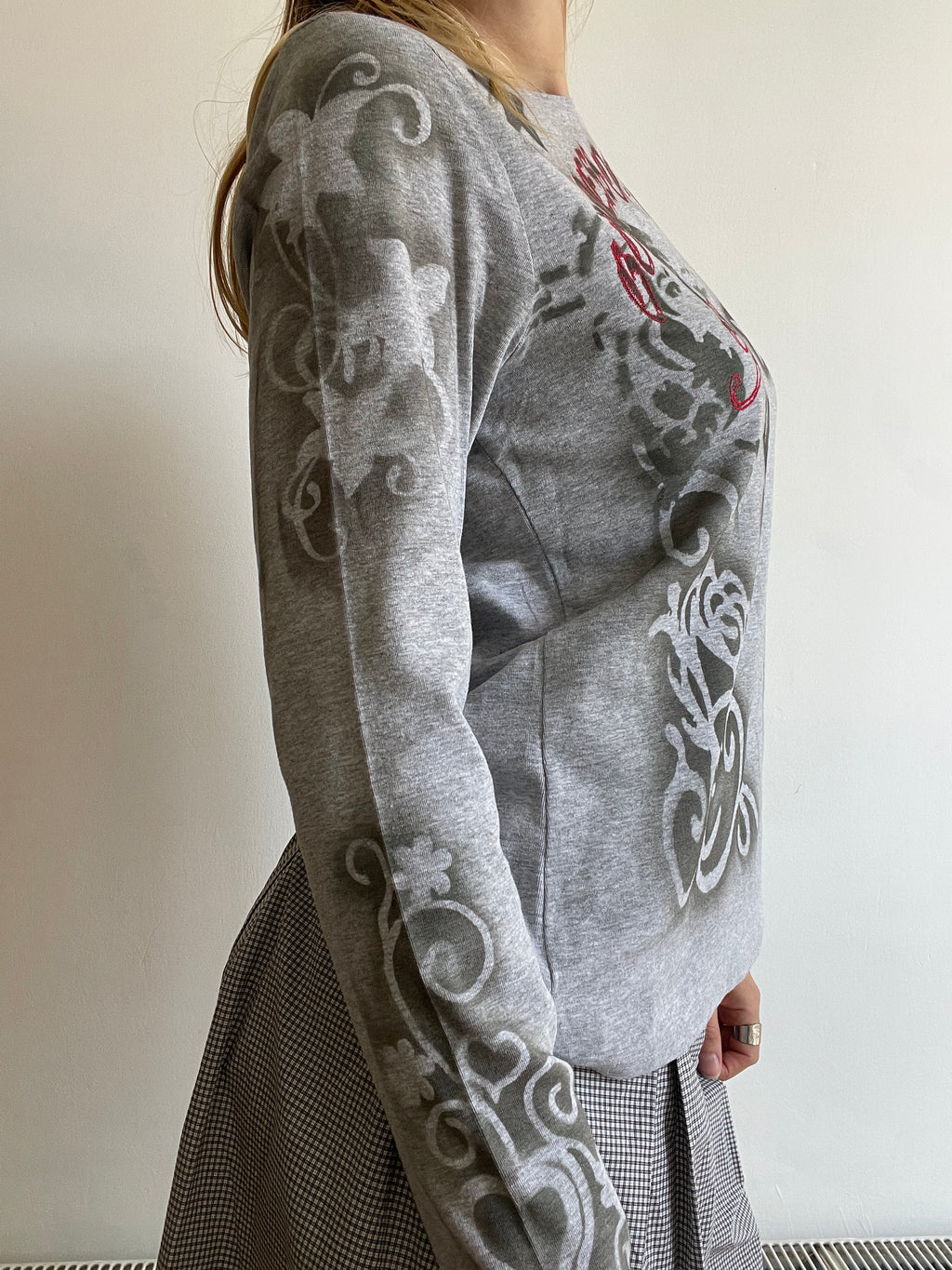 handmade all over graphic print stencil airbrush long sleeve