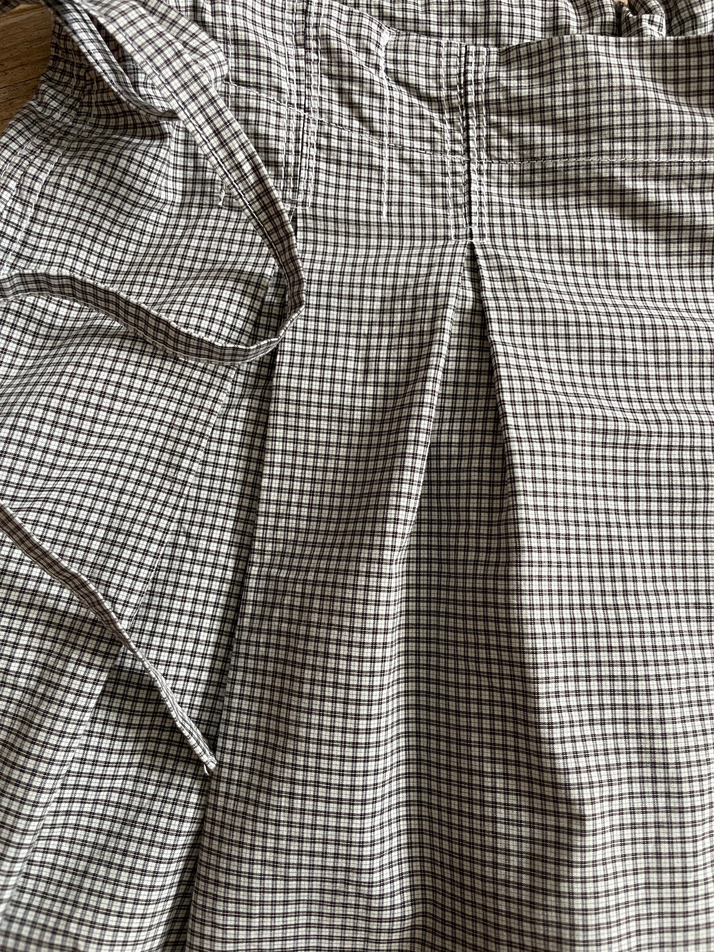 handmade pleated grey black check baggy shorts with pockets