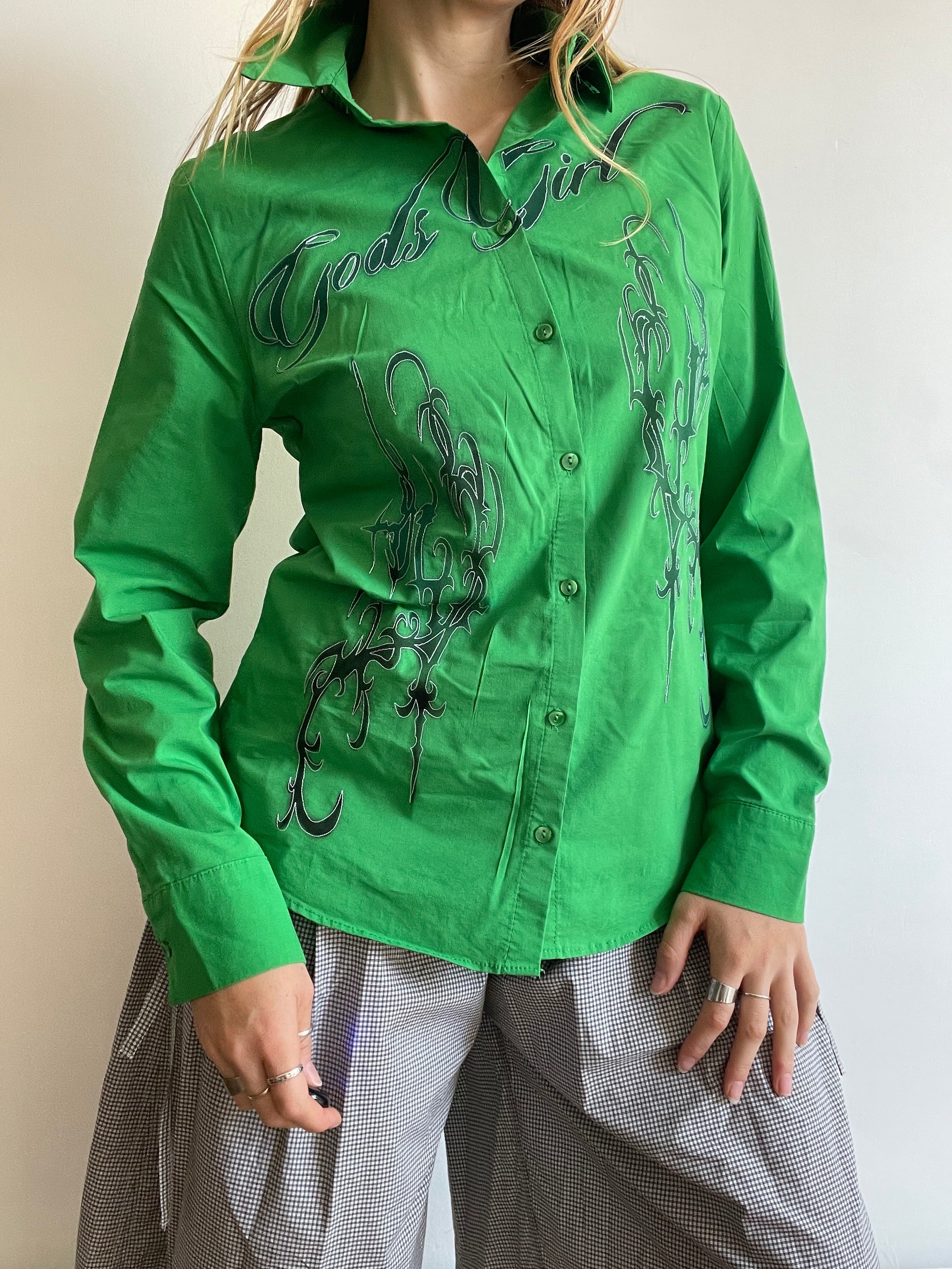 reworked airbrushed gothic slogan fitted shirt