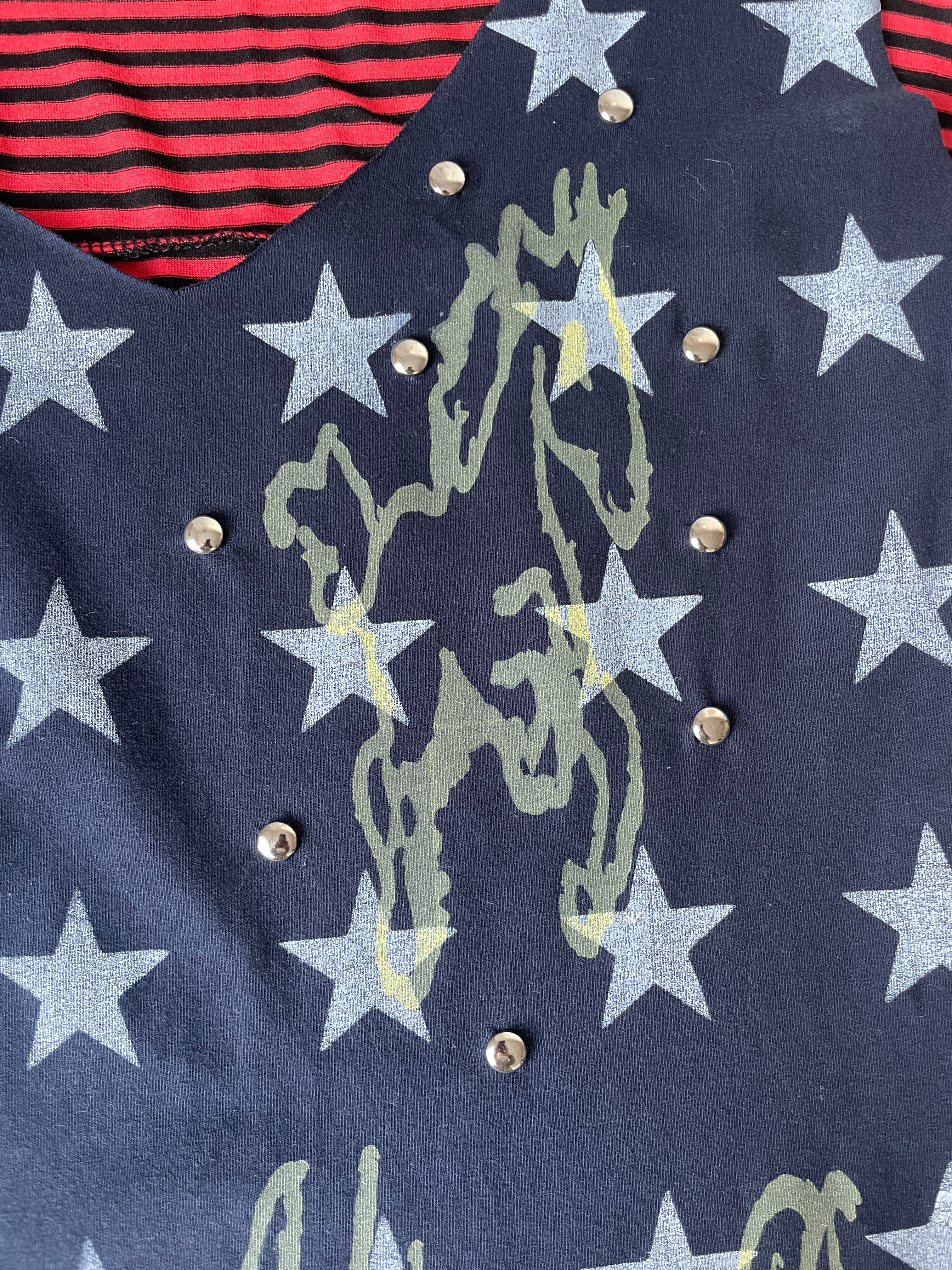 handmade screenprint star horse studded tank top