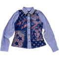 handmade button up shirt with stencil print design