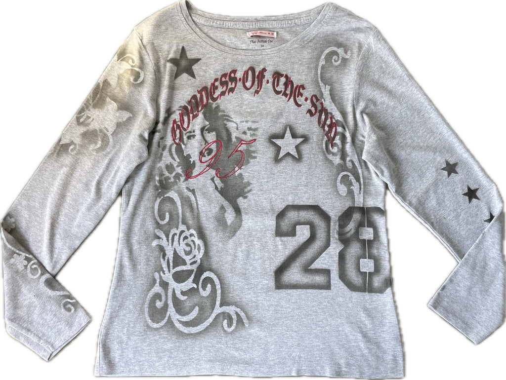 handmade all over graphic print stencil airbrush long sleeve
