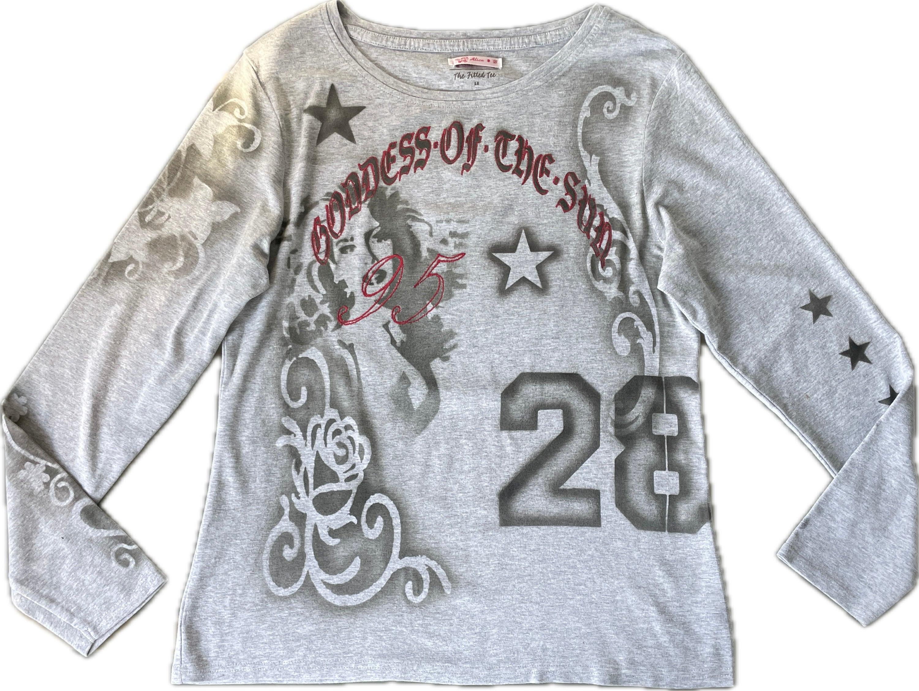 handmade all over graphic print stencil airbrush long sleeve